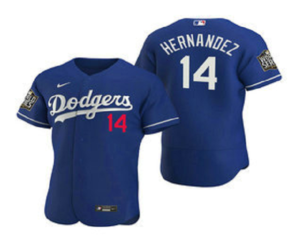 Men's Los Angeles Dodgers #14 Enrique Hernandez Royal 2020 World Series Flex Base  Jersey