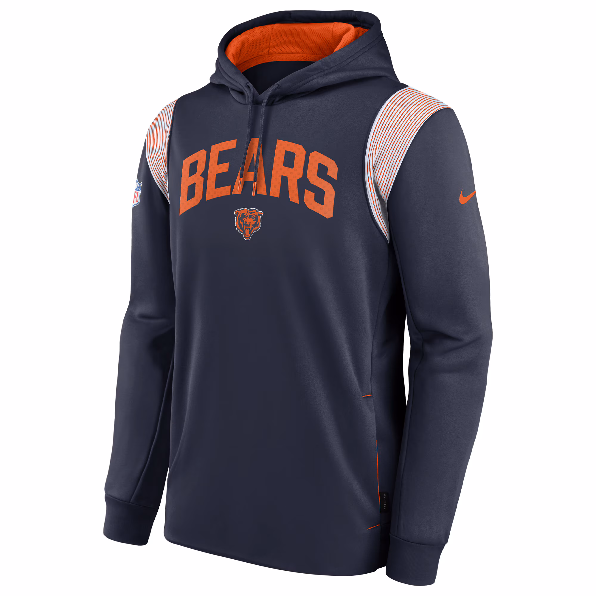 Chicago Bears Sideline Athletic Stack Performance Pullover Hoodie - Navy