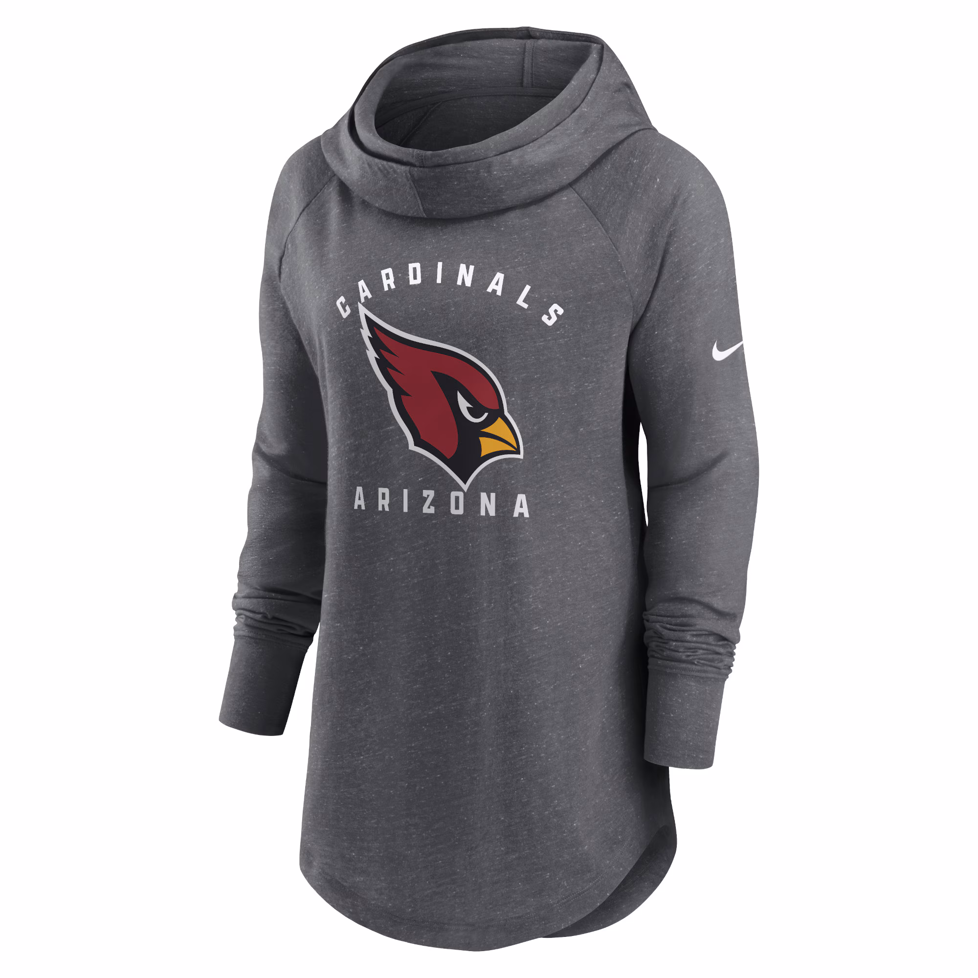 Arizona Cardinals Women's Raglan Funnel Neck Pullover Hoodie - Heather Charcoal