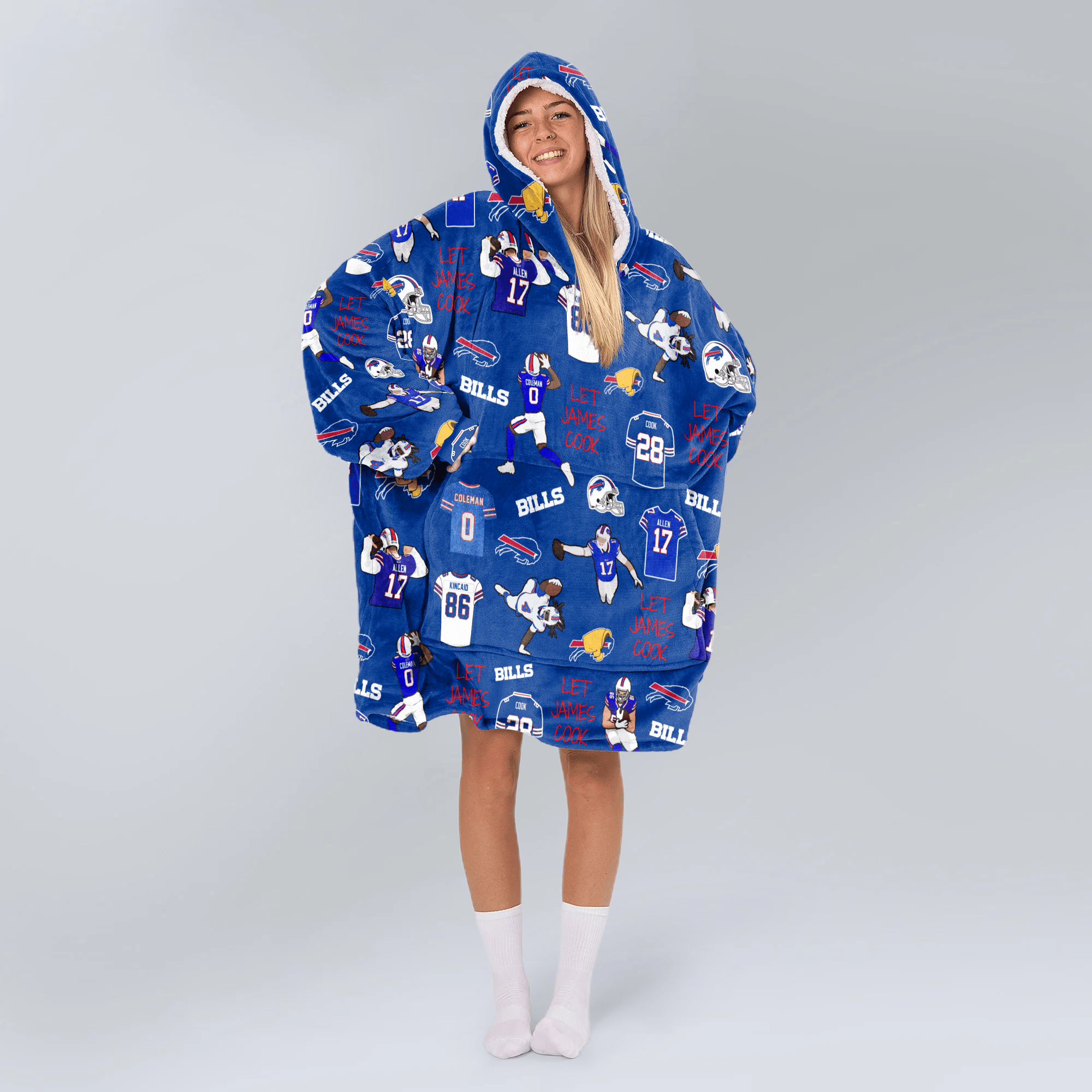 Buffalo Football Full Patterns Unisex Blanket Hoodie