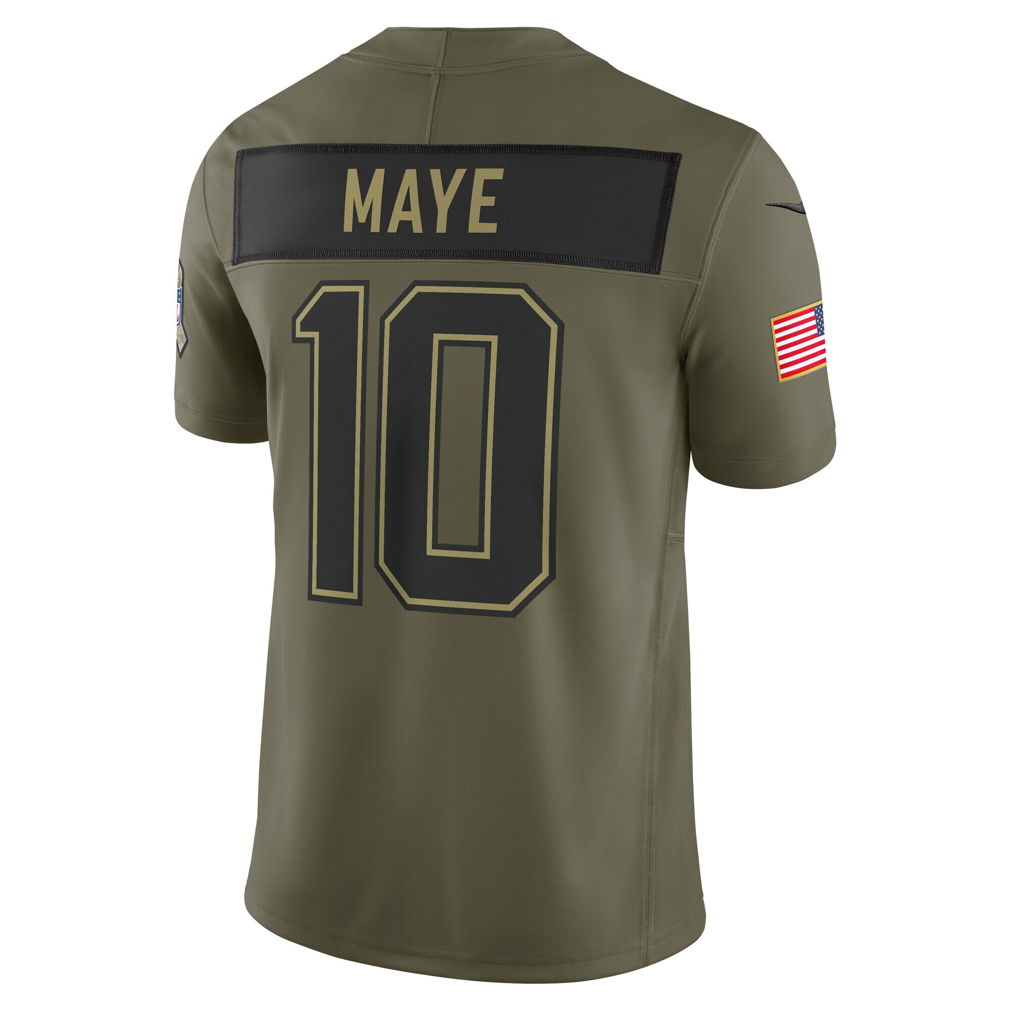 Men's New England Patriots Drake Maye Olive 2025 Salute to Service Limited Jersey