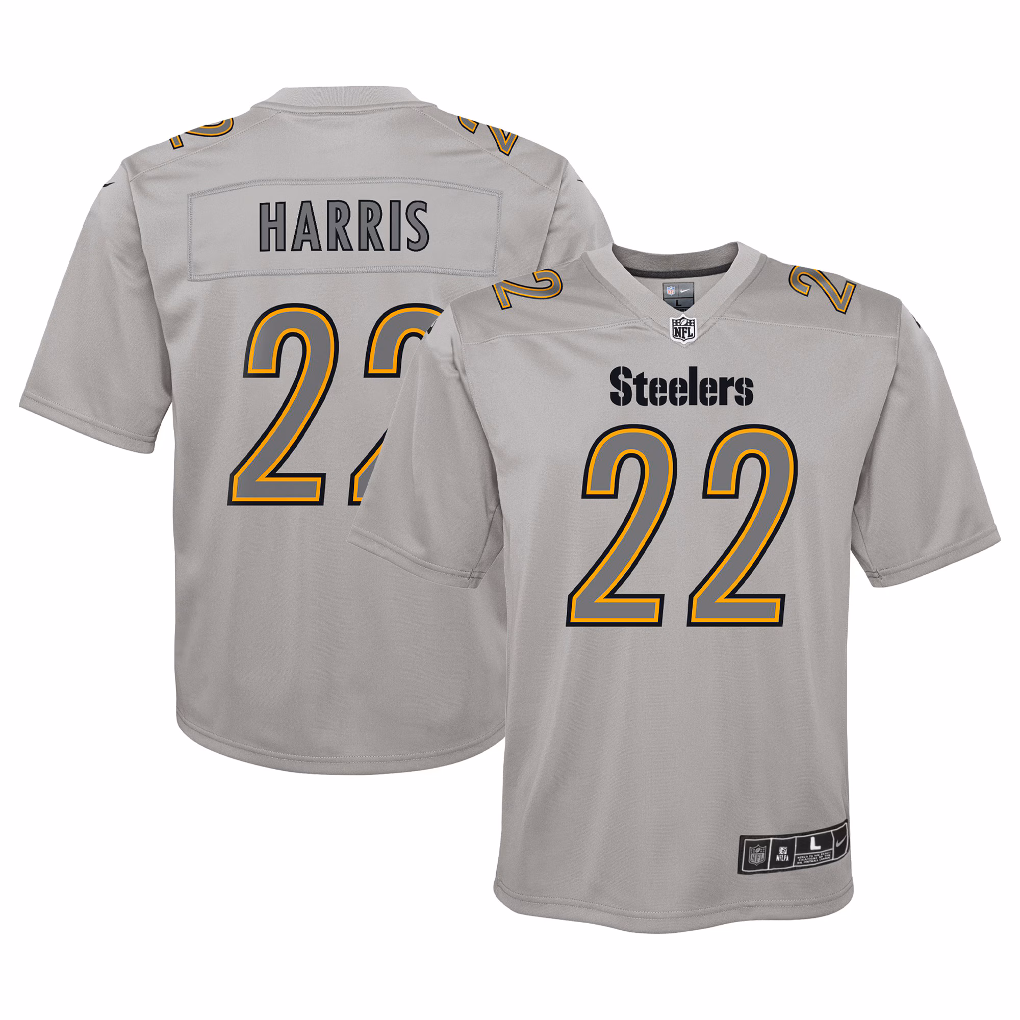 Najee Harris Pittsburgh Steelers Youth Atmosphere Game Jersey - Gray