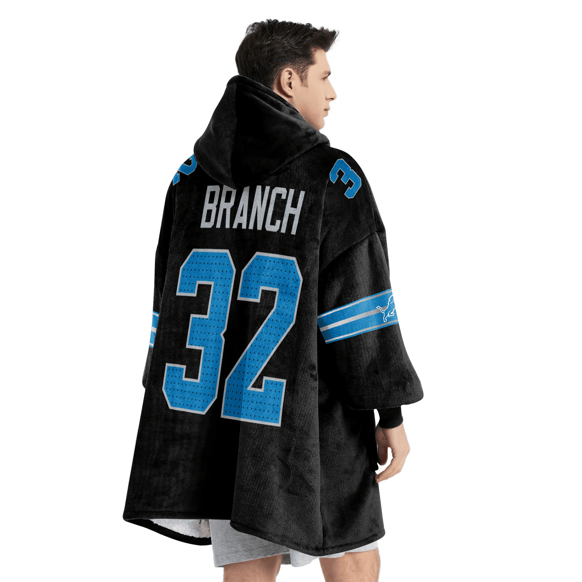 Adult 32 Detroit Football Unisex Blanket Hoodie