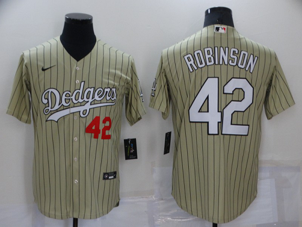 Men's  Los Angeles Dodgers #42 Jackie Robinson Cream MLB Cool Base Jersey