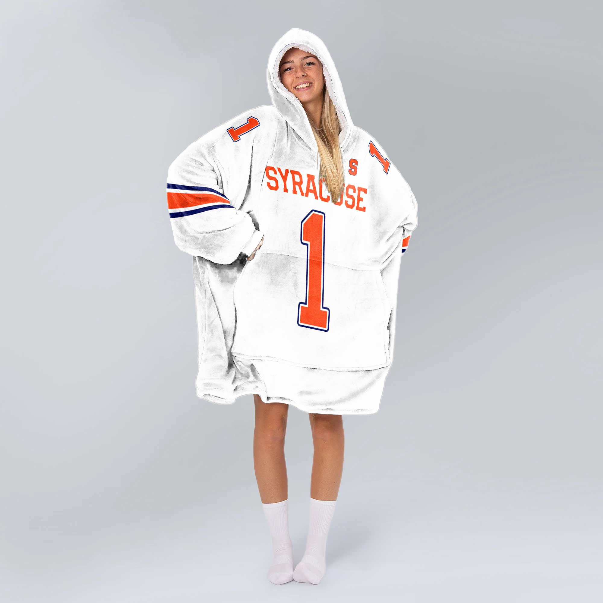 Adult #1 Syracuse Football Unisex Blanket Hoodie