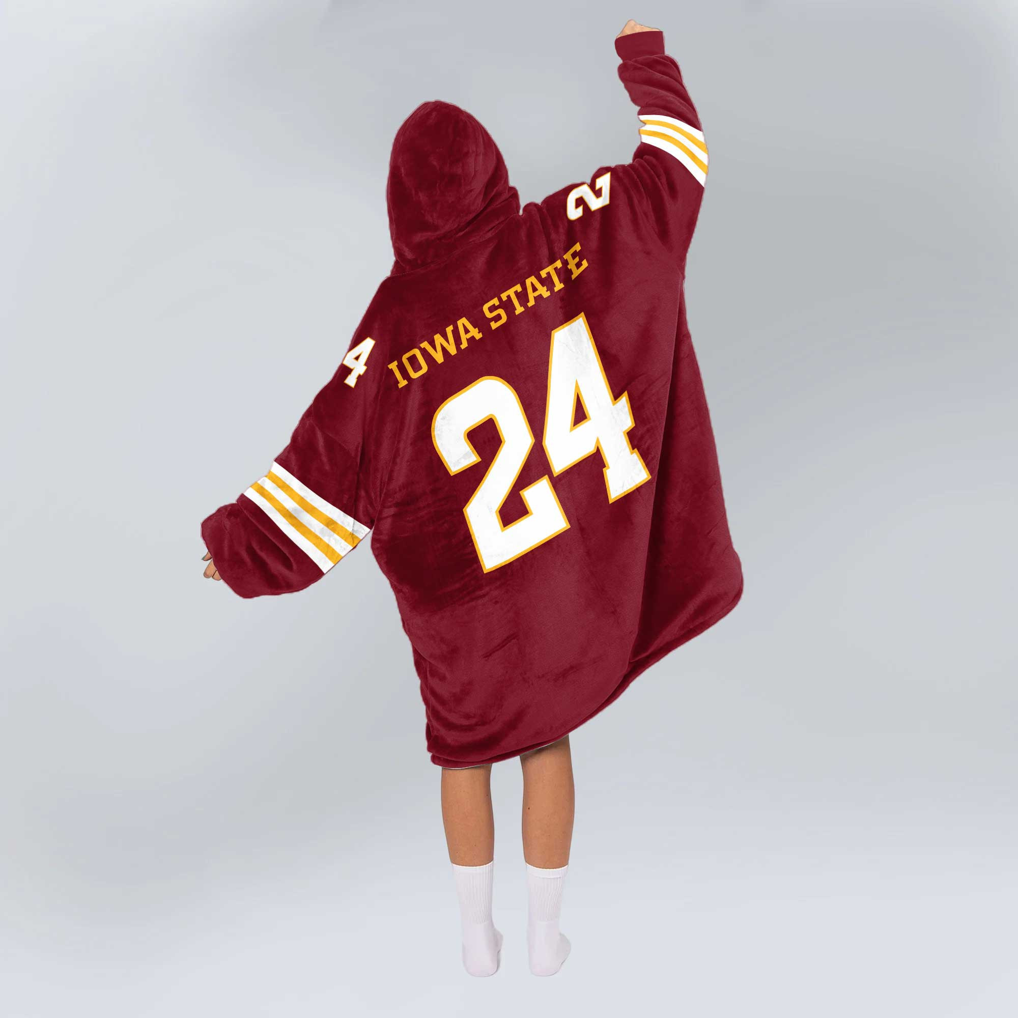 Adult #24 Iowa State Football Unisex Blanket Hoodie