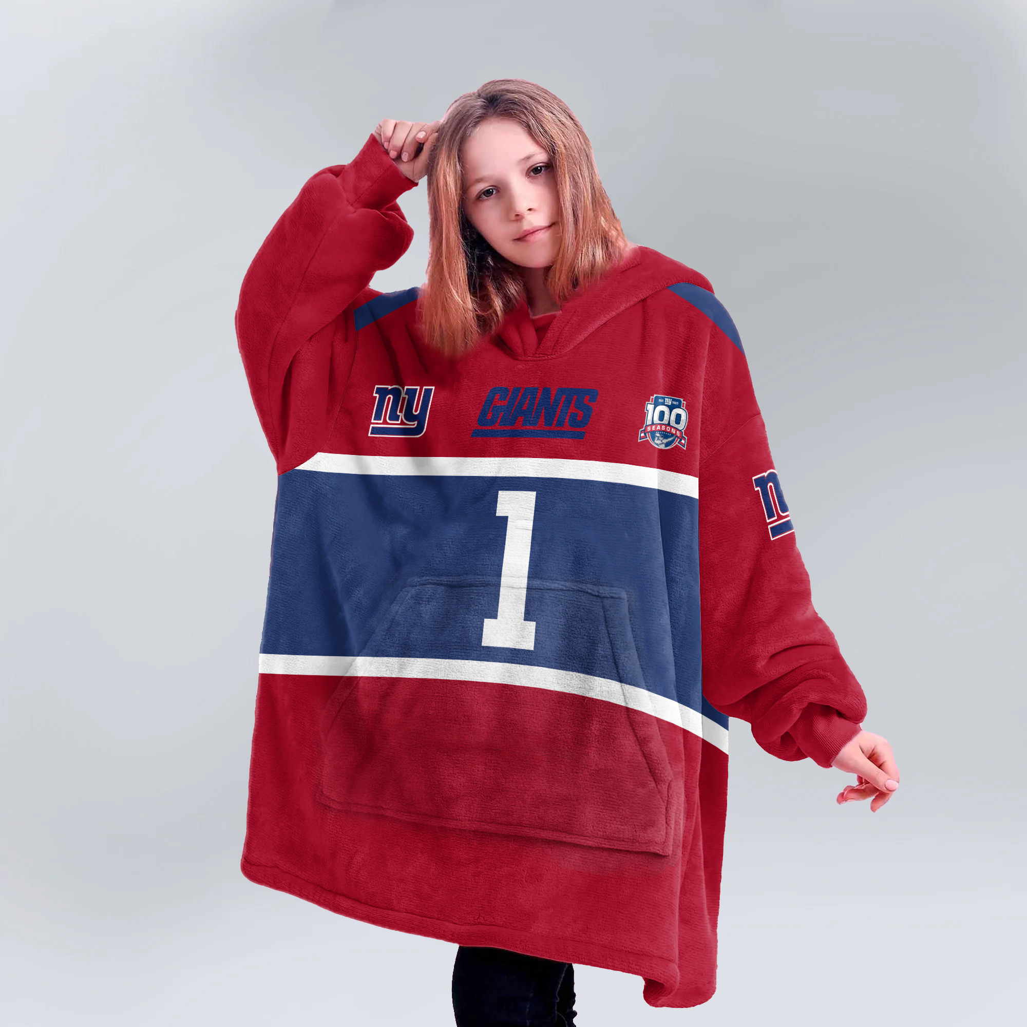 Adult MN 1 New York G Football Unisex Blanket Hoodie