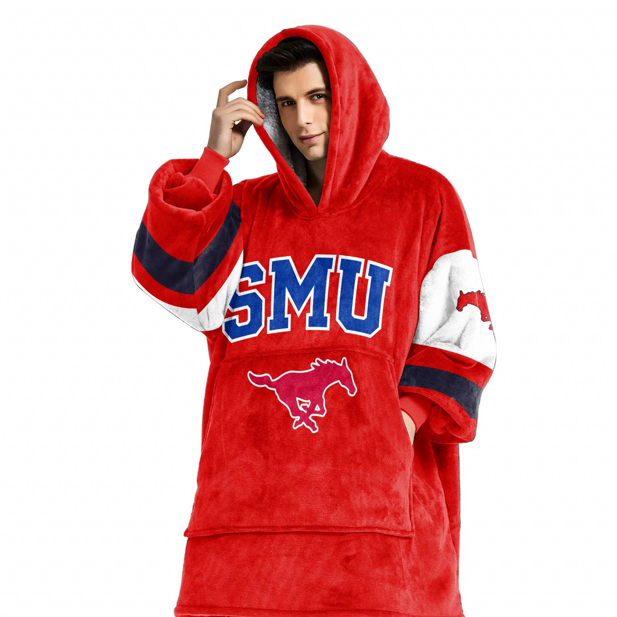 Adult SMU Football Unisex Blanket Hoodie