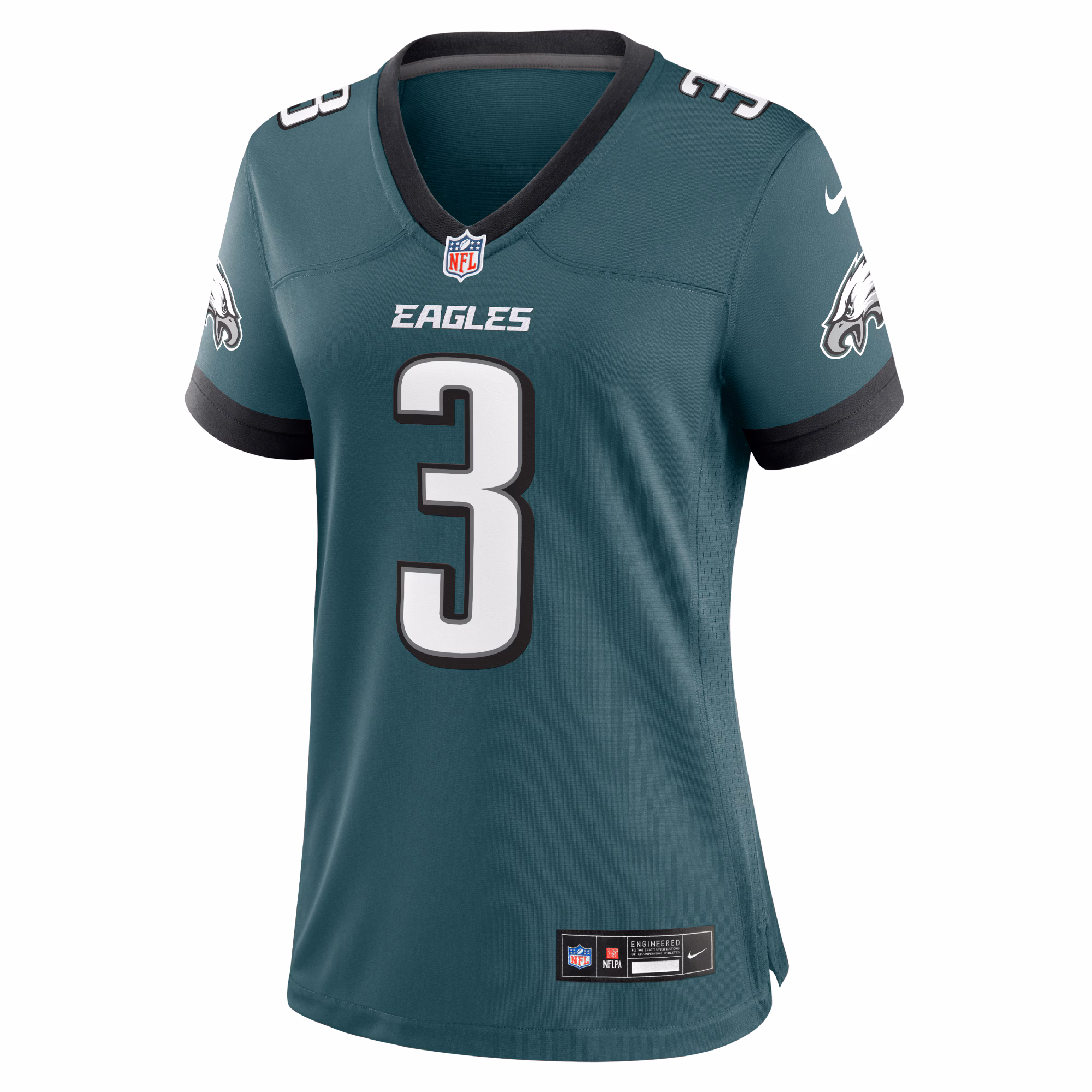 Nolan Smith #3 Philadelphia Eagles Women's Team Game Jersey - Midnight Green