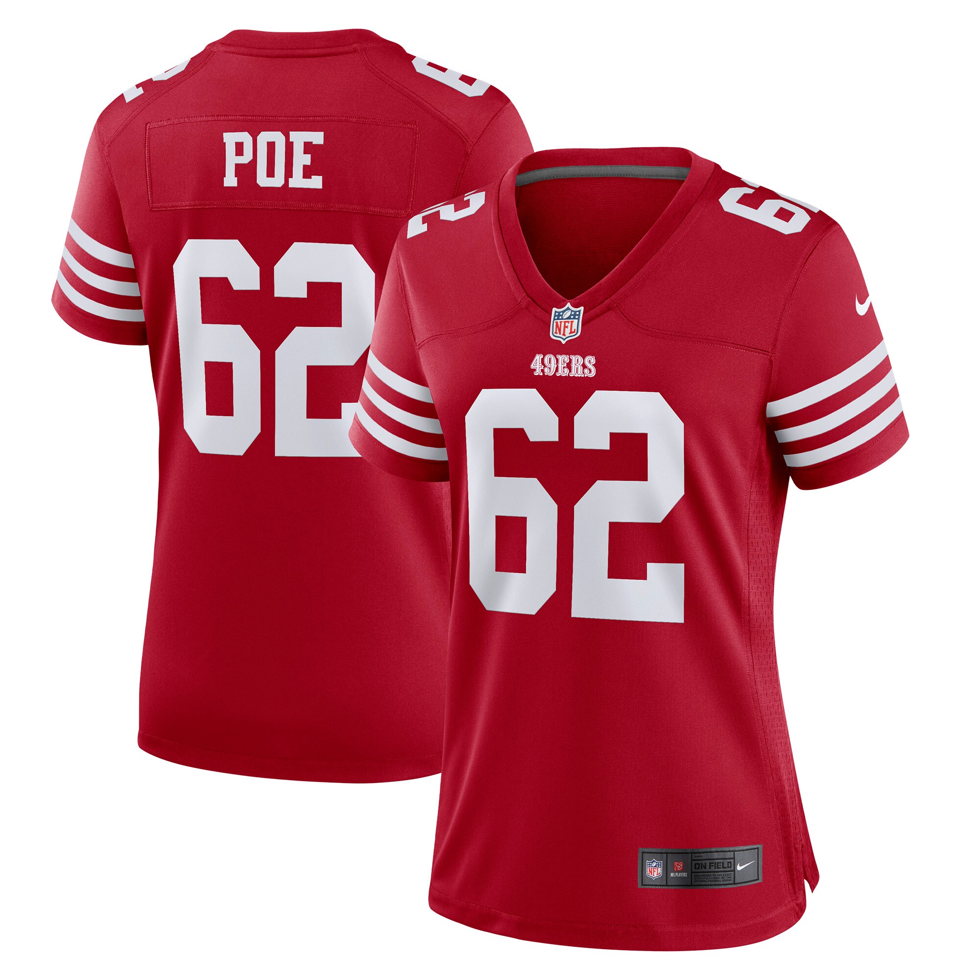 Jason Poe San Francisco 49ers  Women's Game Player Jersey - Scarlet