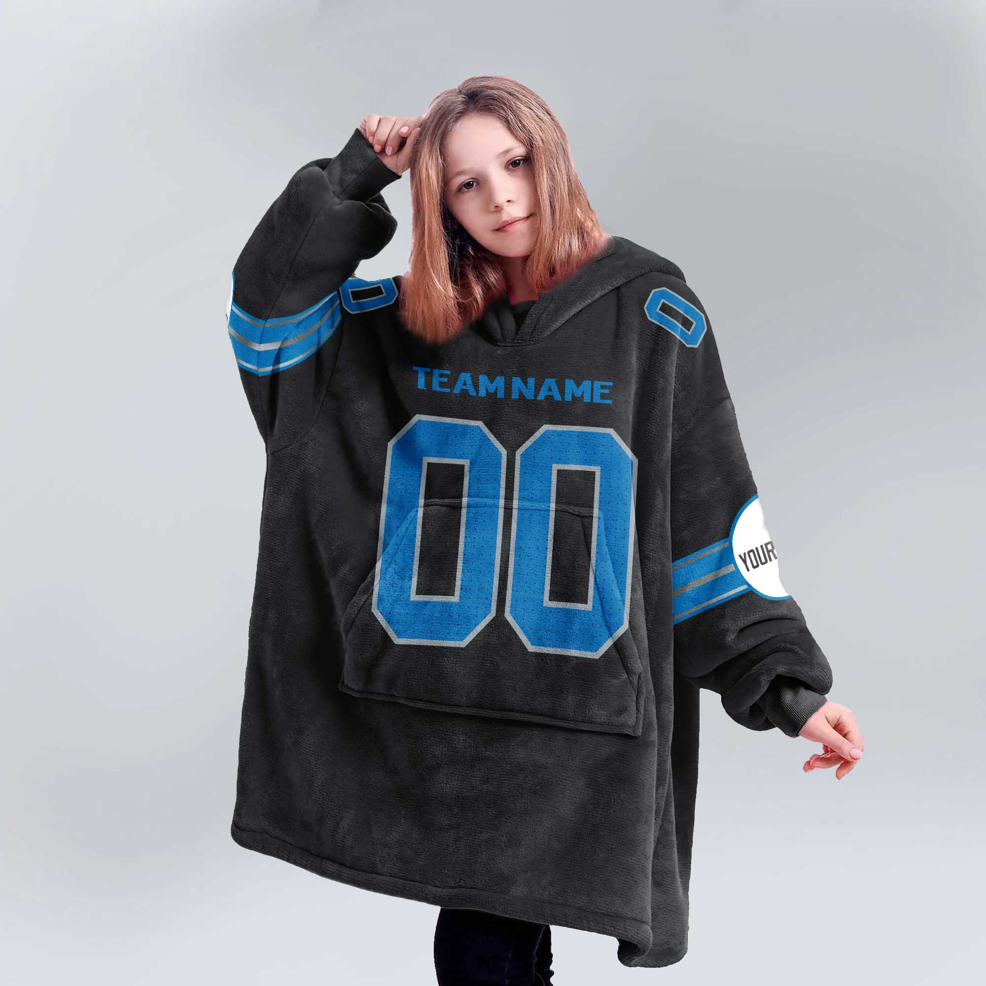 Adult Custom Blanket Hoodie Detroit Inspired Color