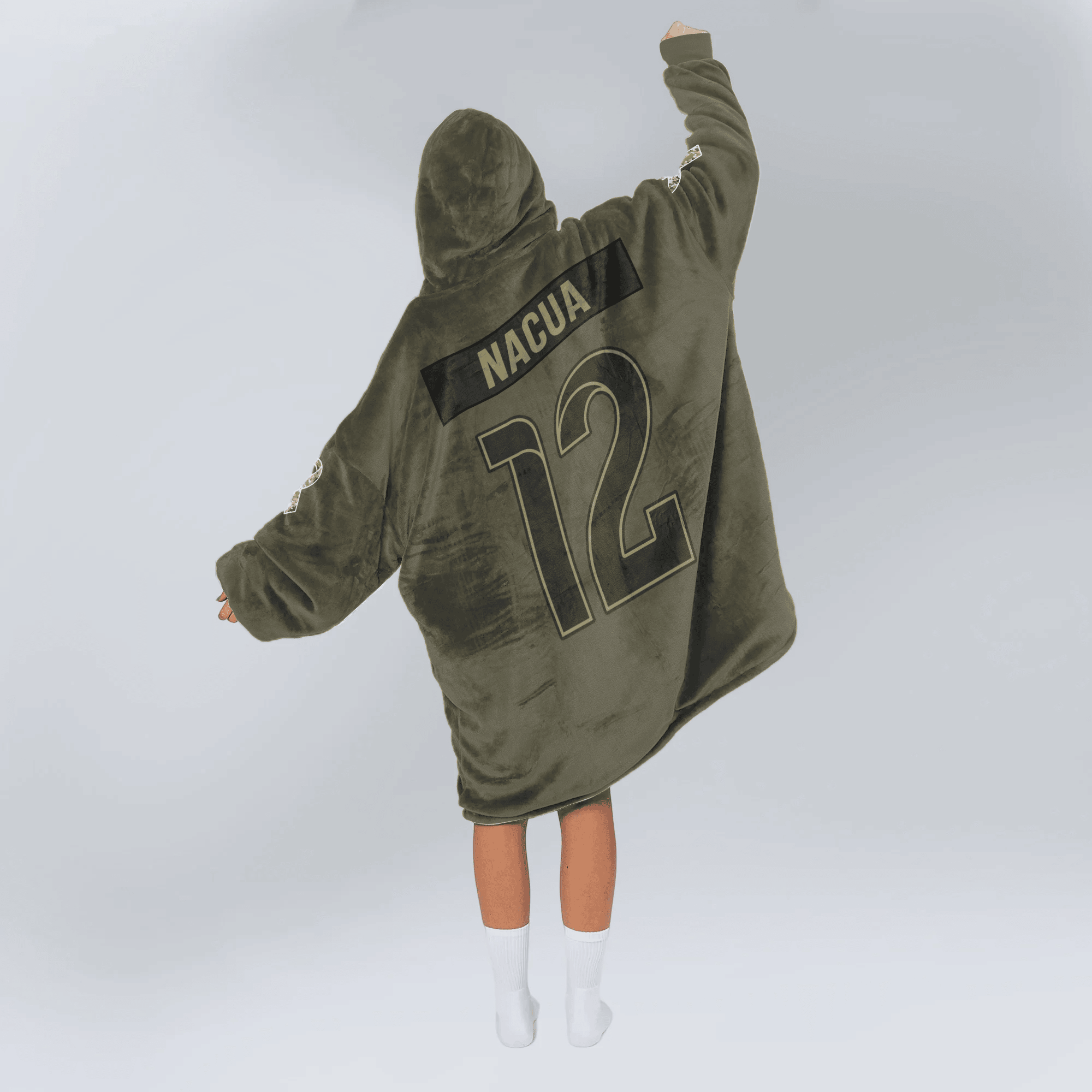 Adult P.N 12 Los Angeles Football Blanket Hoodie – Olive Salute to Service