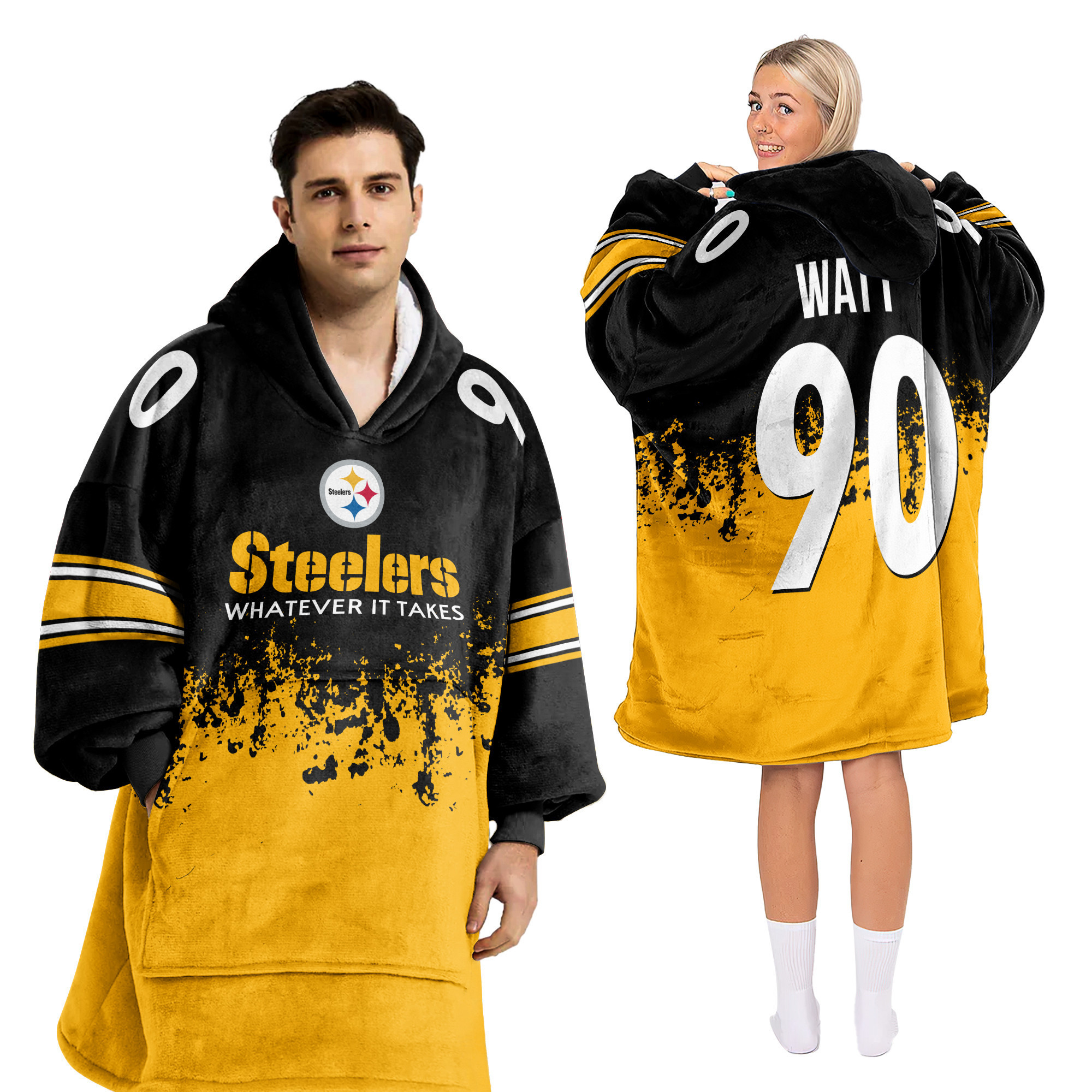 Adult 90 Pittsburgh Football Unisex Blanket Hoodie