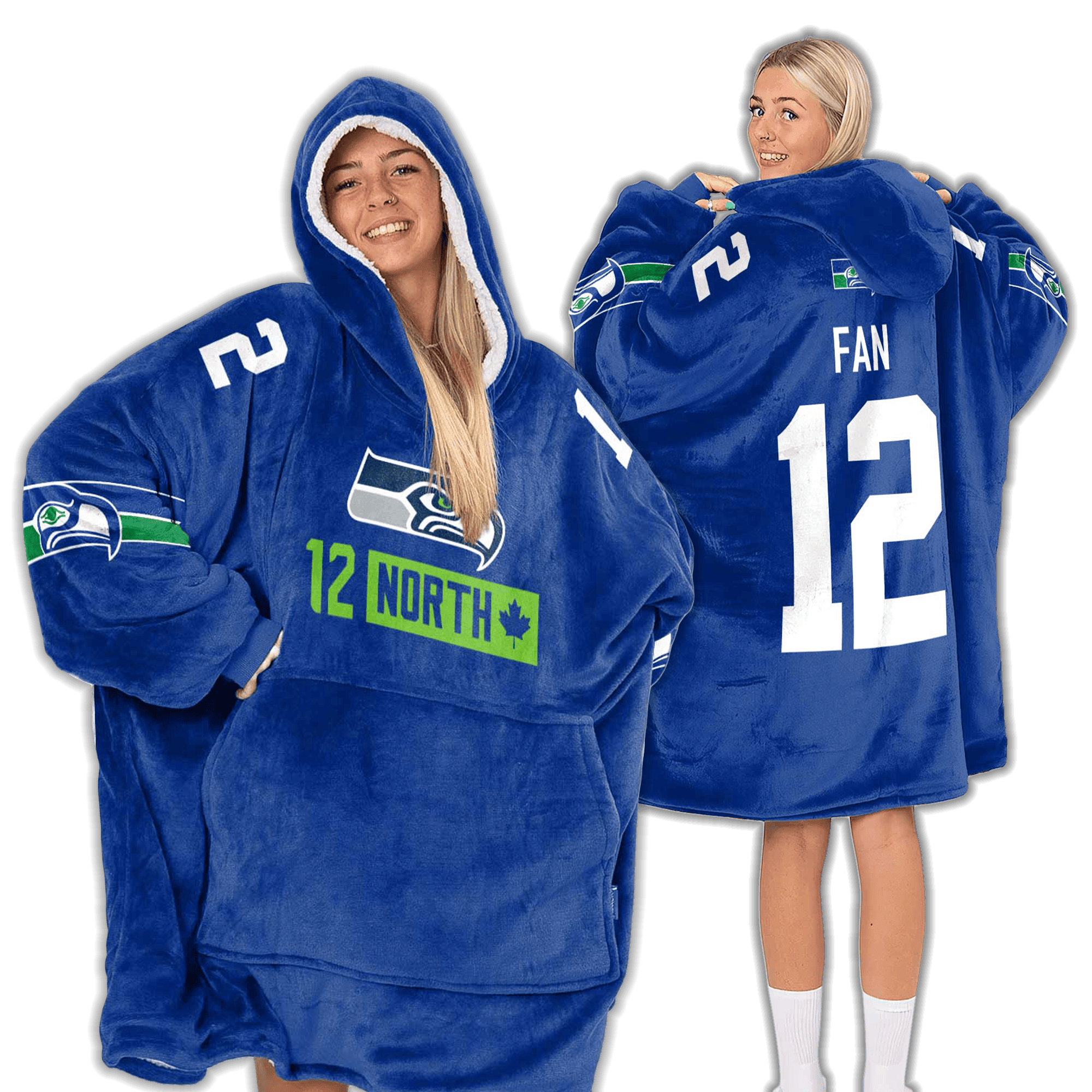 Adult North 12 Seattle Football Unisex Blanket Hoodie