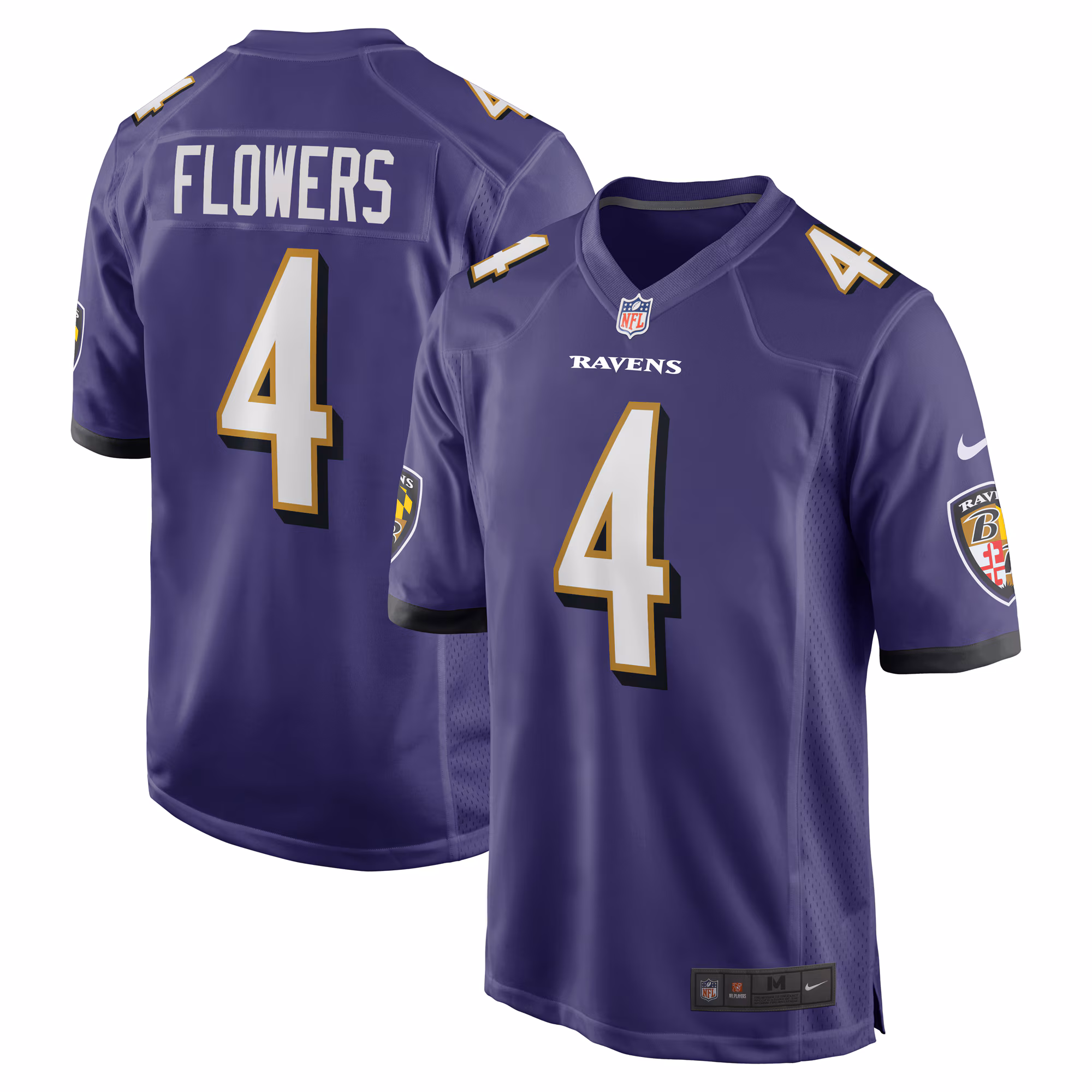 Zay Flowers Baltimore Ravens #4 Draft First Round Pick Game Jersey - Purple
