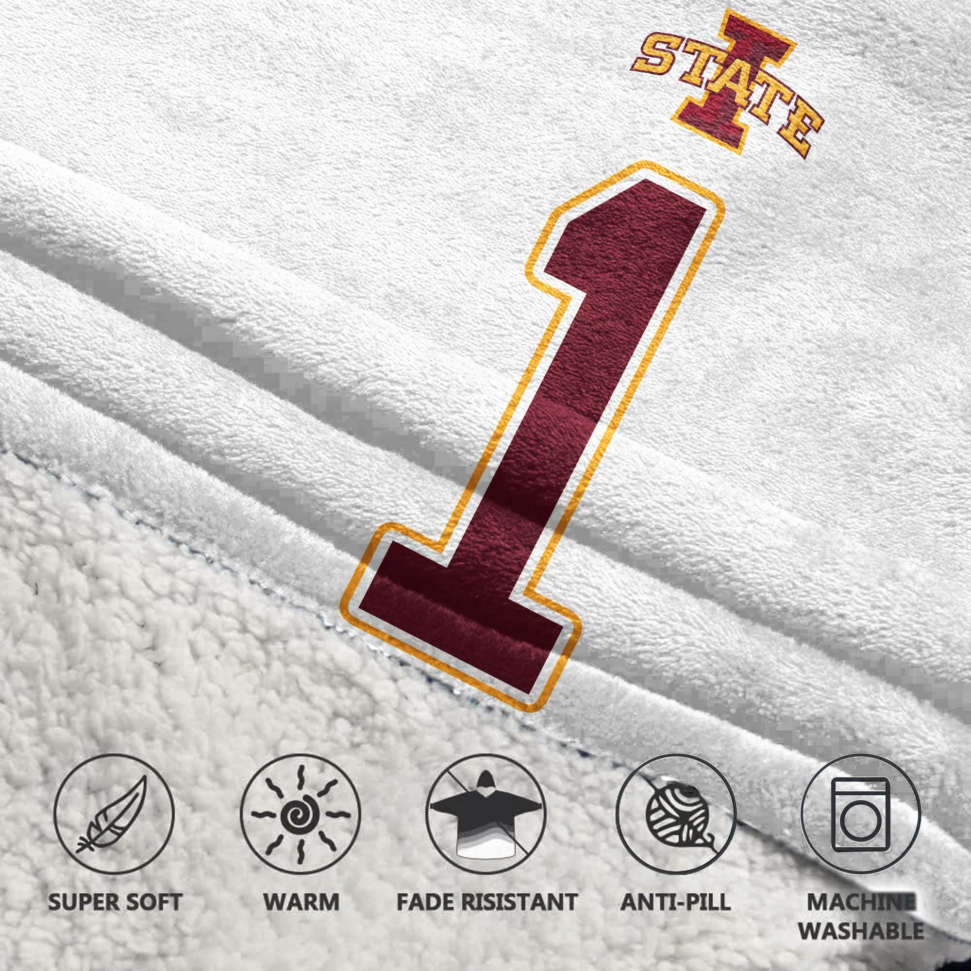 Adult #1 Iowa State Football Unisex Blanket Hoodie