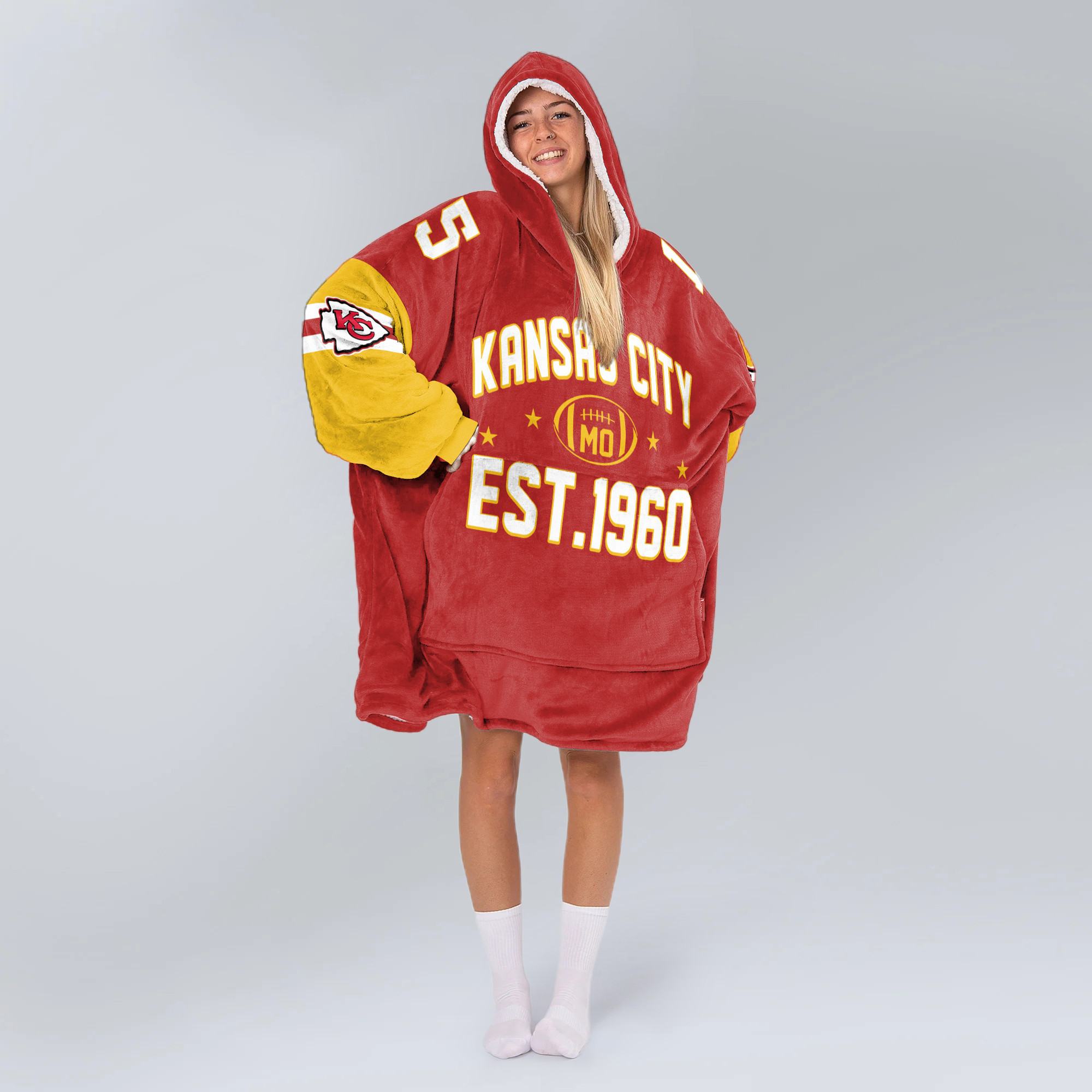 Adult PM 15 Kansas City Football Unisex Blanket Hoodie