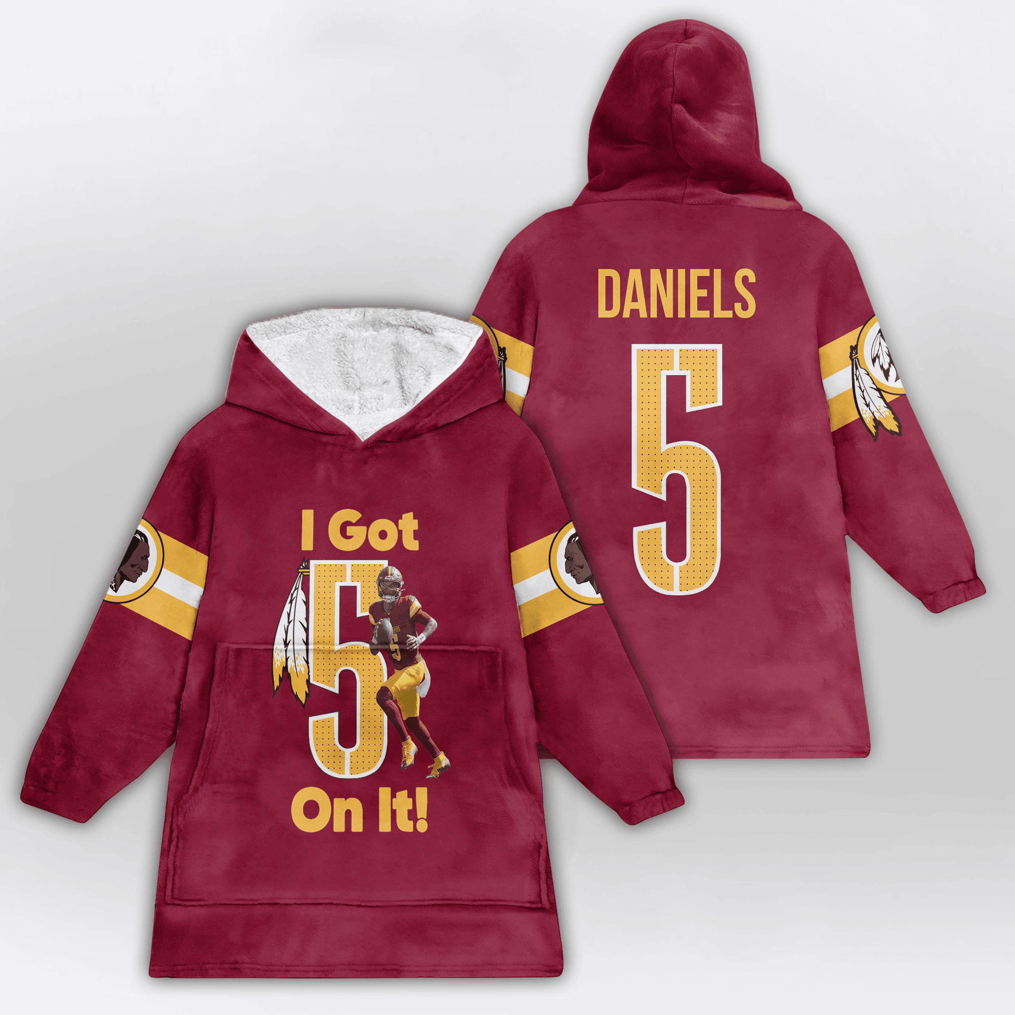 Kid 5 Washington Football Unisex Blanket Hoodie