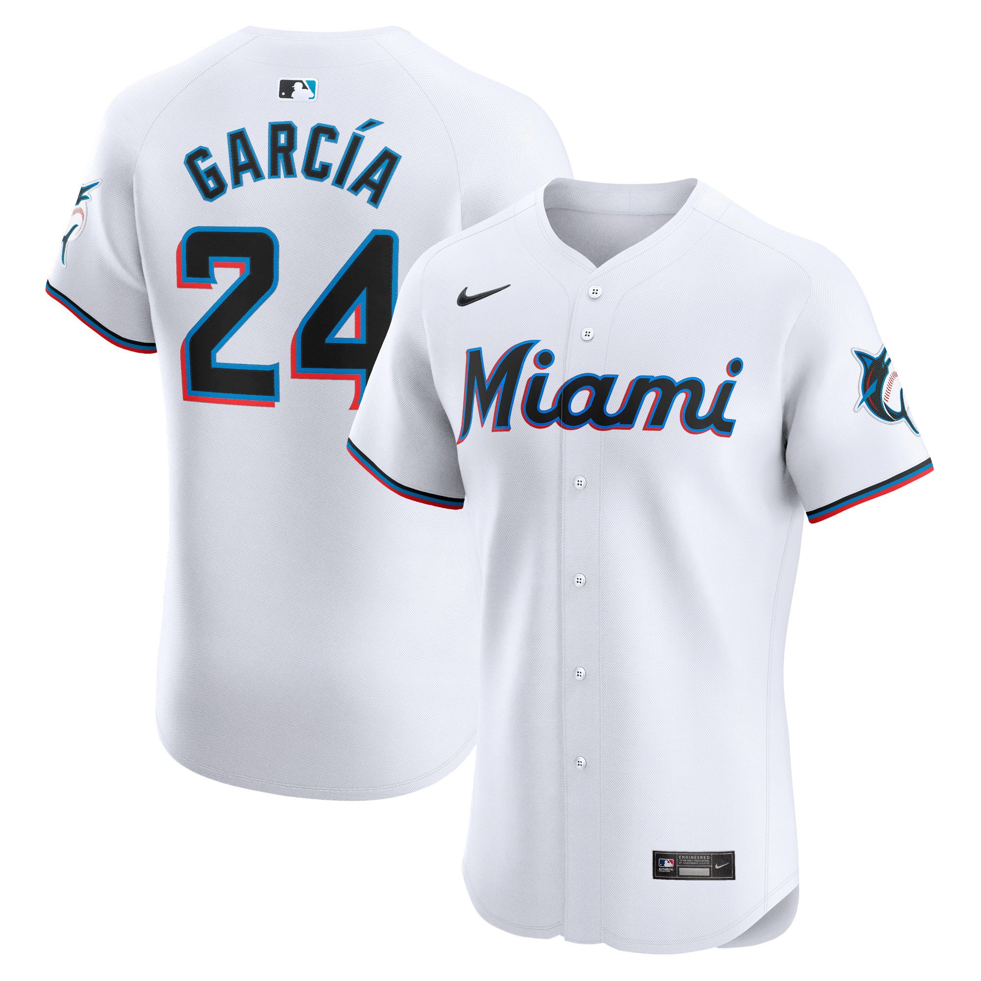 Men's Miami Marlins Avisail Garcia  White Home Elite Player Jersey