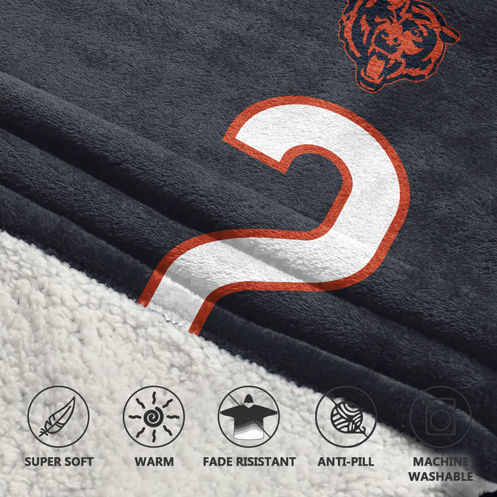 Adult 2 Chicago Football Unisex Blanket Hoodie