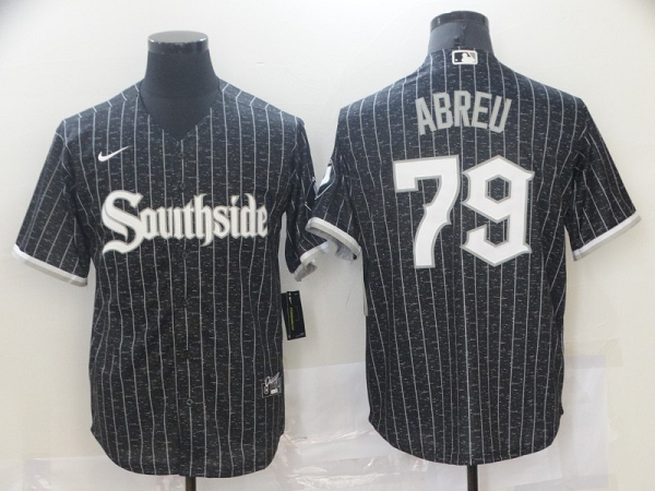Men's  Chicago White Sox #79 Jose Abreu Black MLB 2021 City Connect Cool Base Jersey
