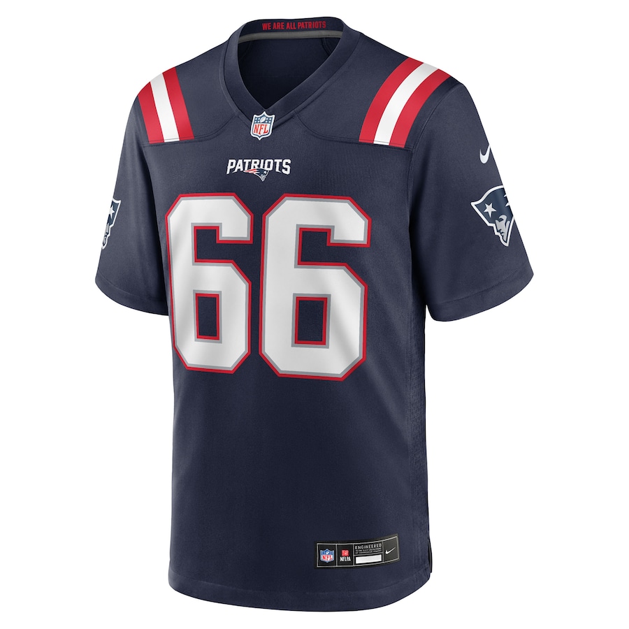 Men's New England Patriots #66 Will Campbell Navy 2025 NFL Draft First Round Pick Game Jersey