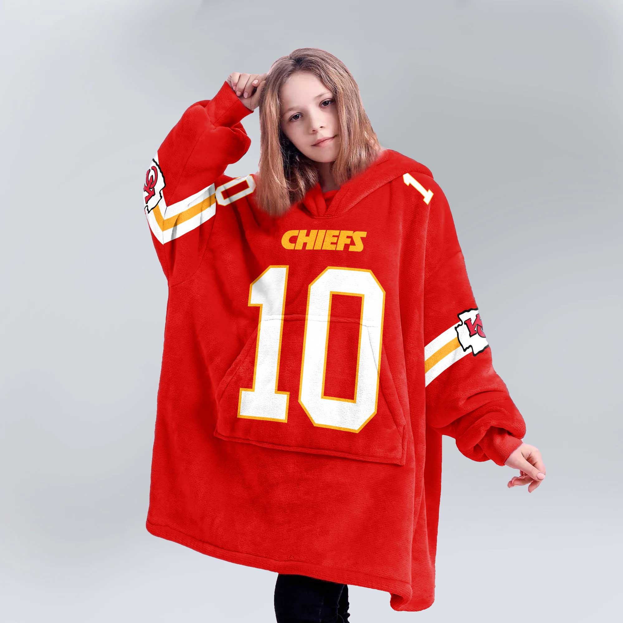 Kid 10 Kansas City Football Unisex Blanket Hoodie