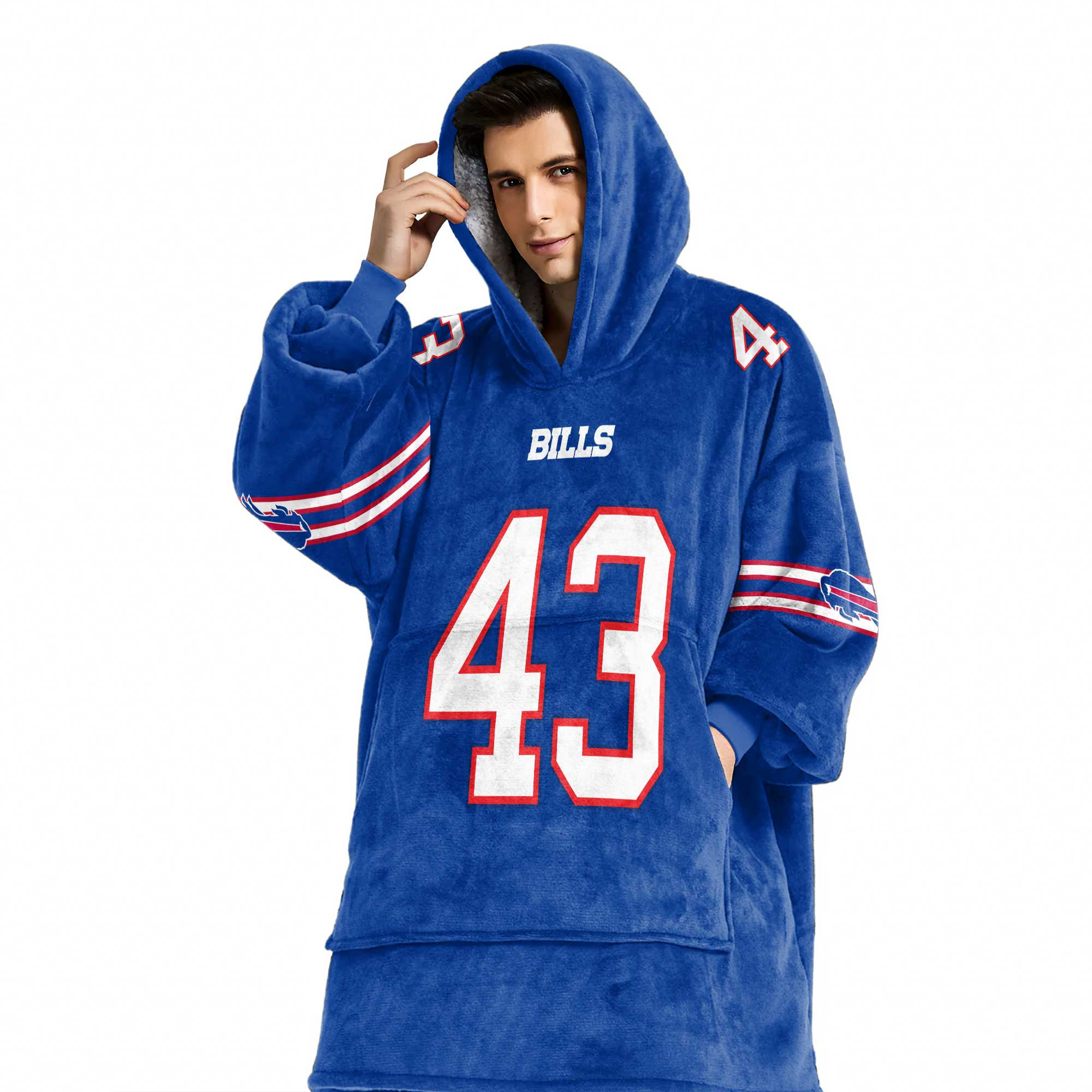 Adult 43 Buffalo Football Unisex Blanket Hoodie