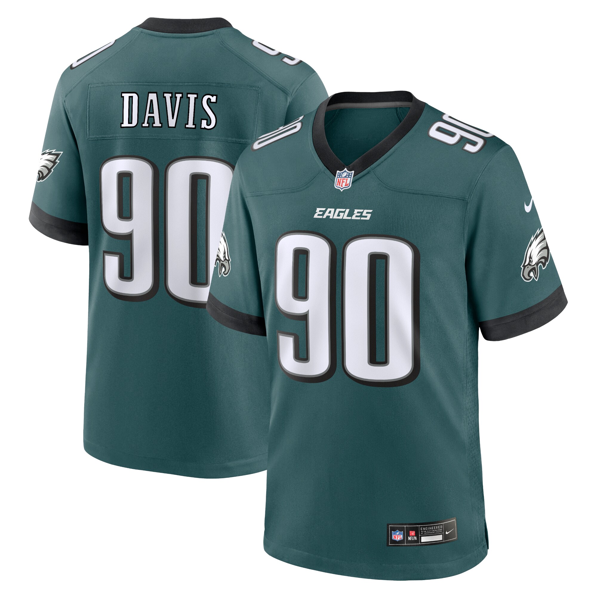Davis Philadelphia Eagles White Game Jersey - White