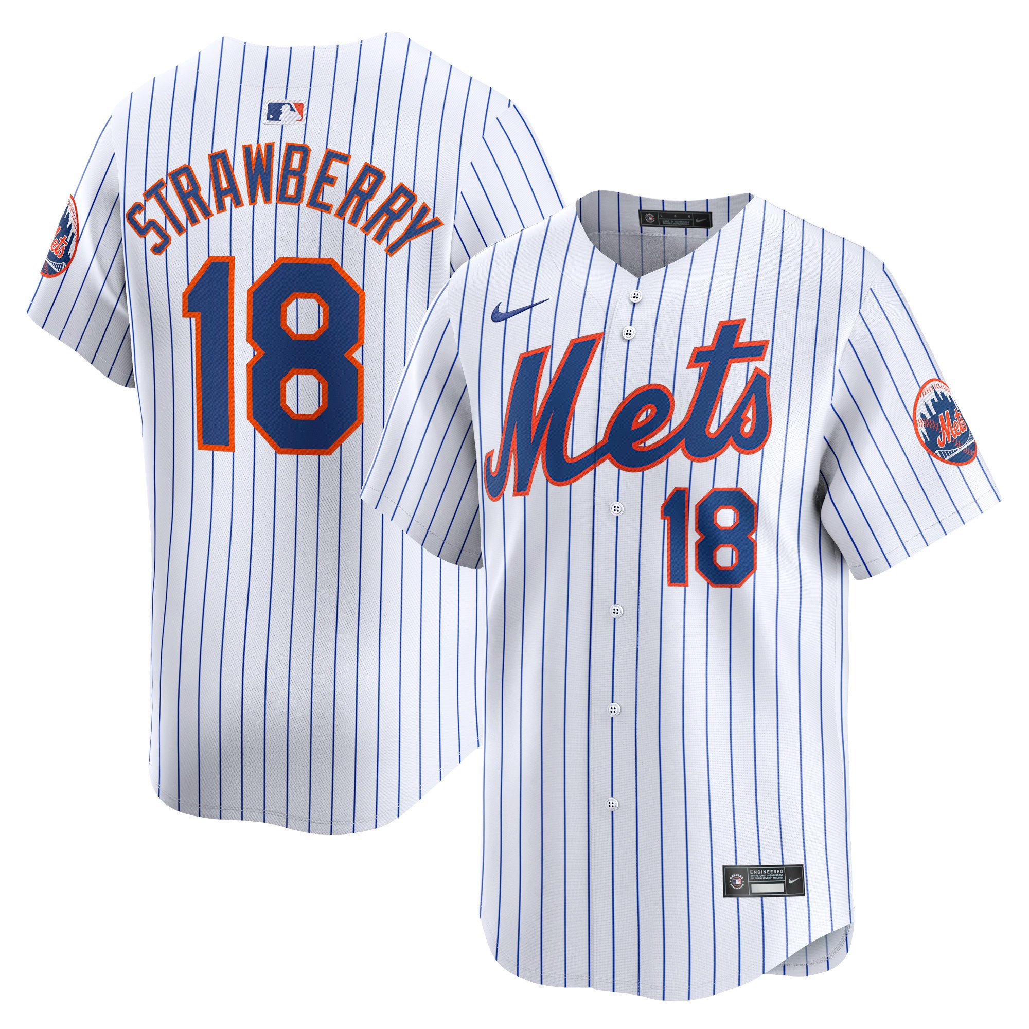 Men's New York Mets Darryl Strawberry  White Home Limited Player Jersey