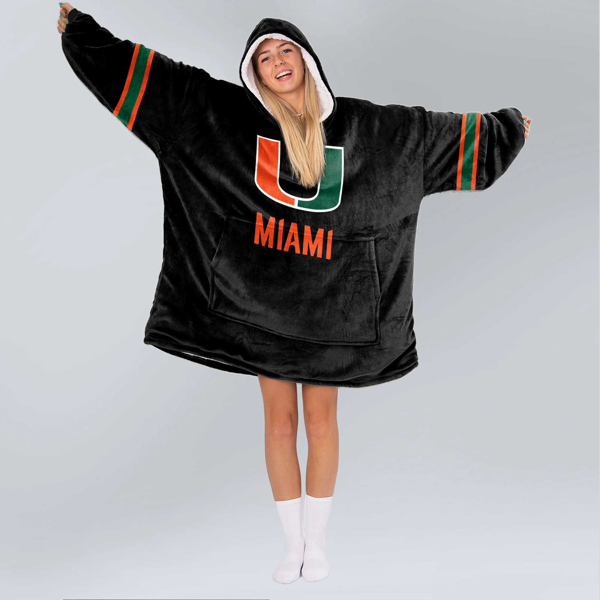 Adult #1 Miami Football Unisex Blanket Hoodie