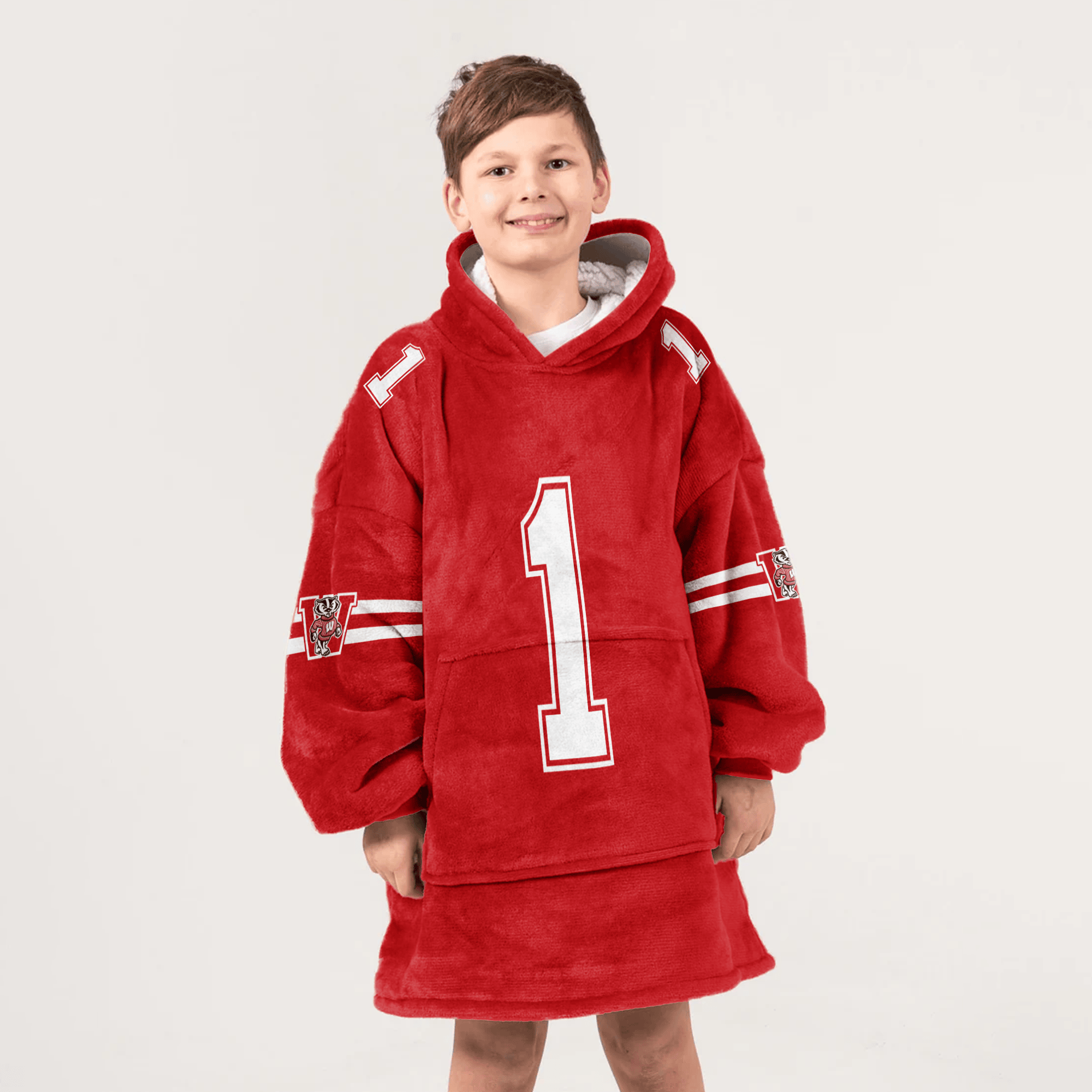 Kid #1 Wisconsin Football Unisex Blanket Hoodie