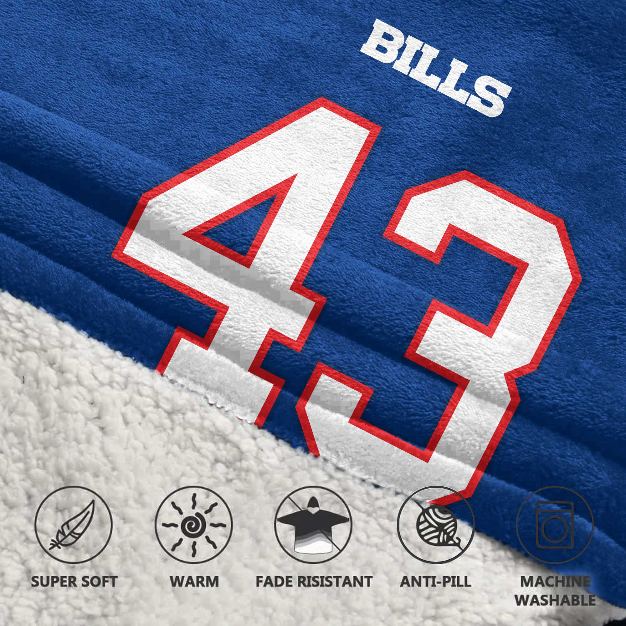 Adult 43 Buffalo Football Unisex Blanket Hoodie