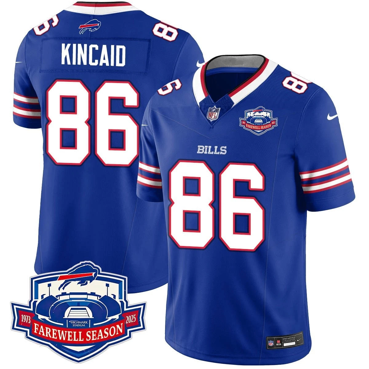 Men's Bills #86 Dalton Kincaid 2025 Farewell Season All Stitched Jersey Blue