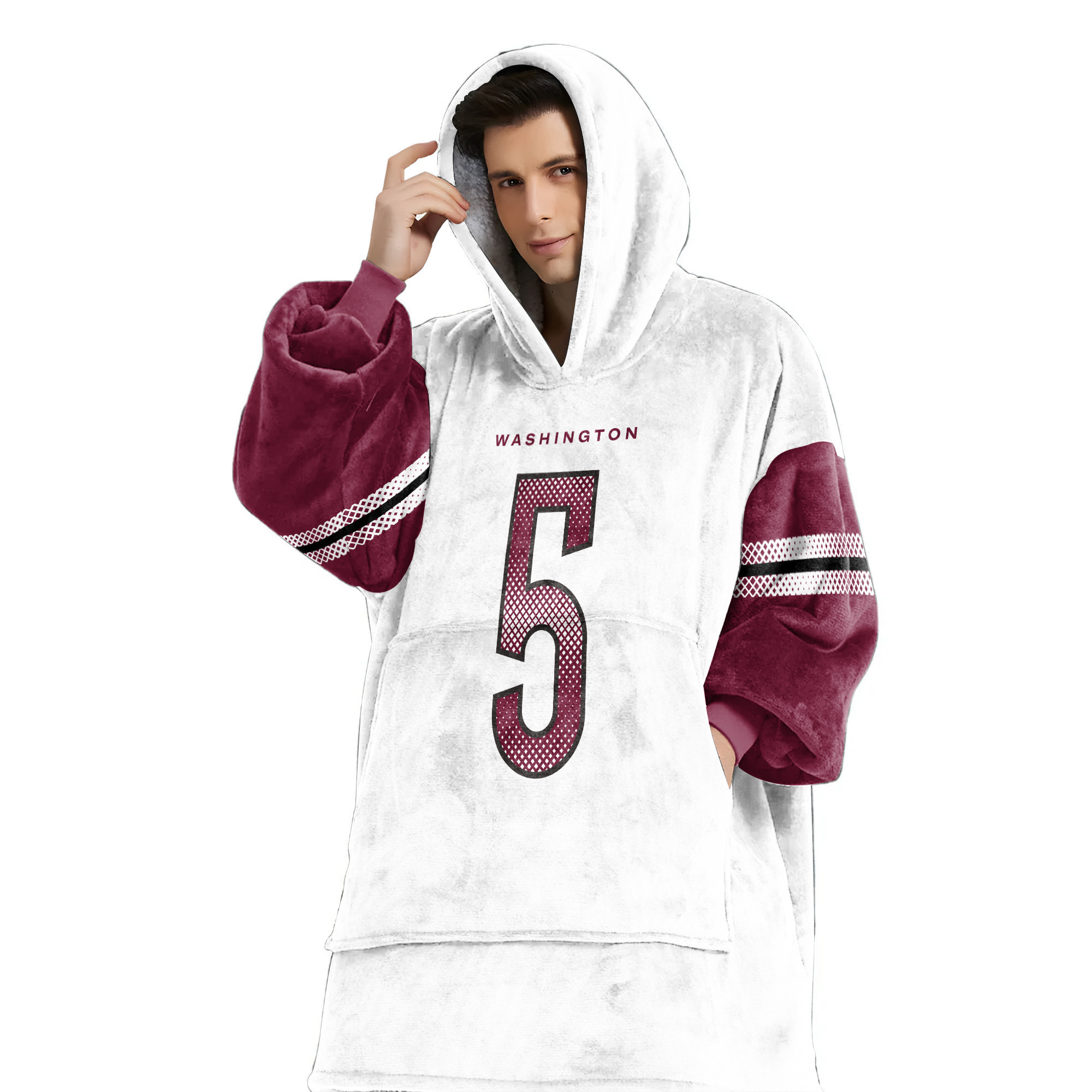 Adult 5 Washington Football Unisex Blanket Hoodie