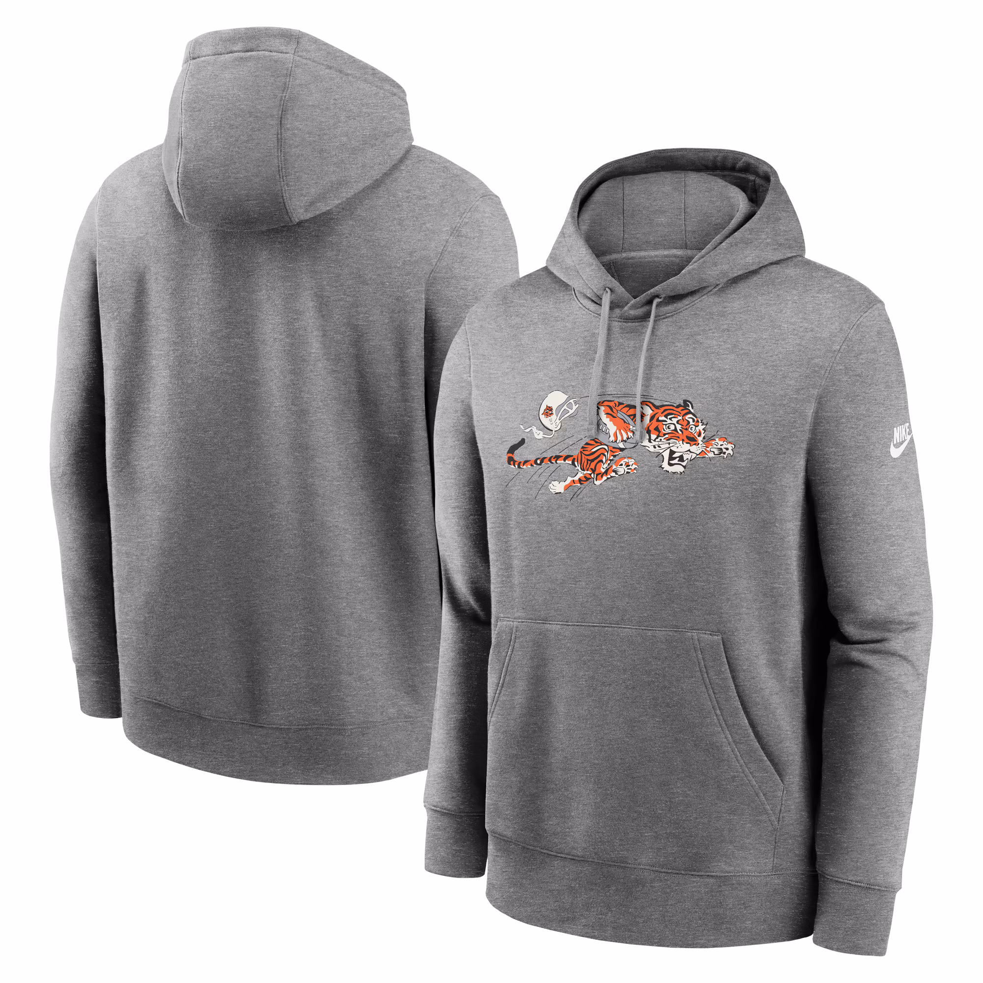 Cincinnati Bengals Rewind Club Logo Pullover Hoodie - Heather Gray