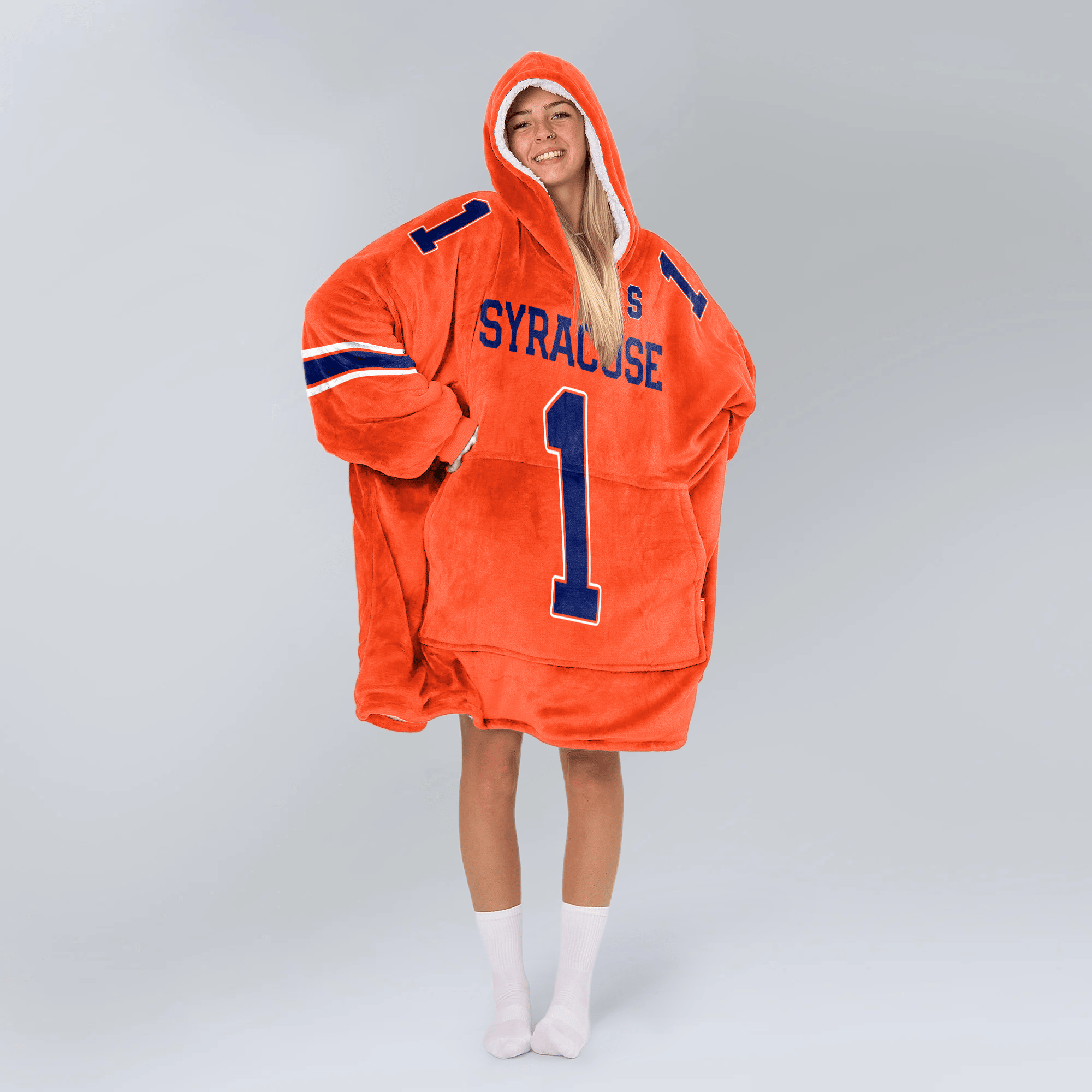 Adult #1 Syracuse Football Unisex Blanket Hoodie