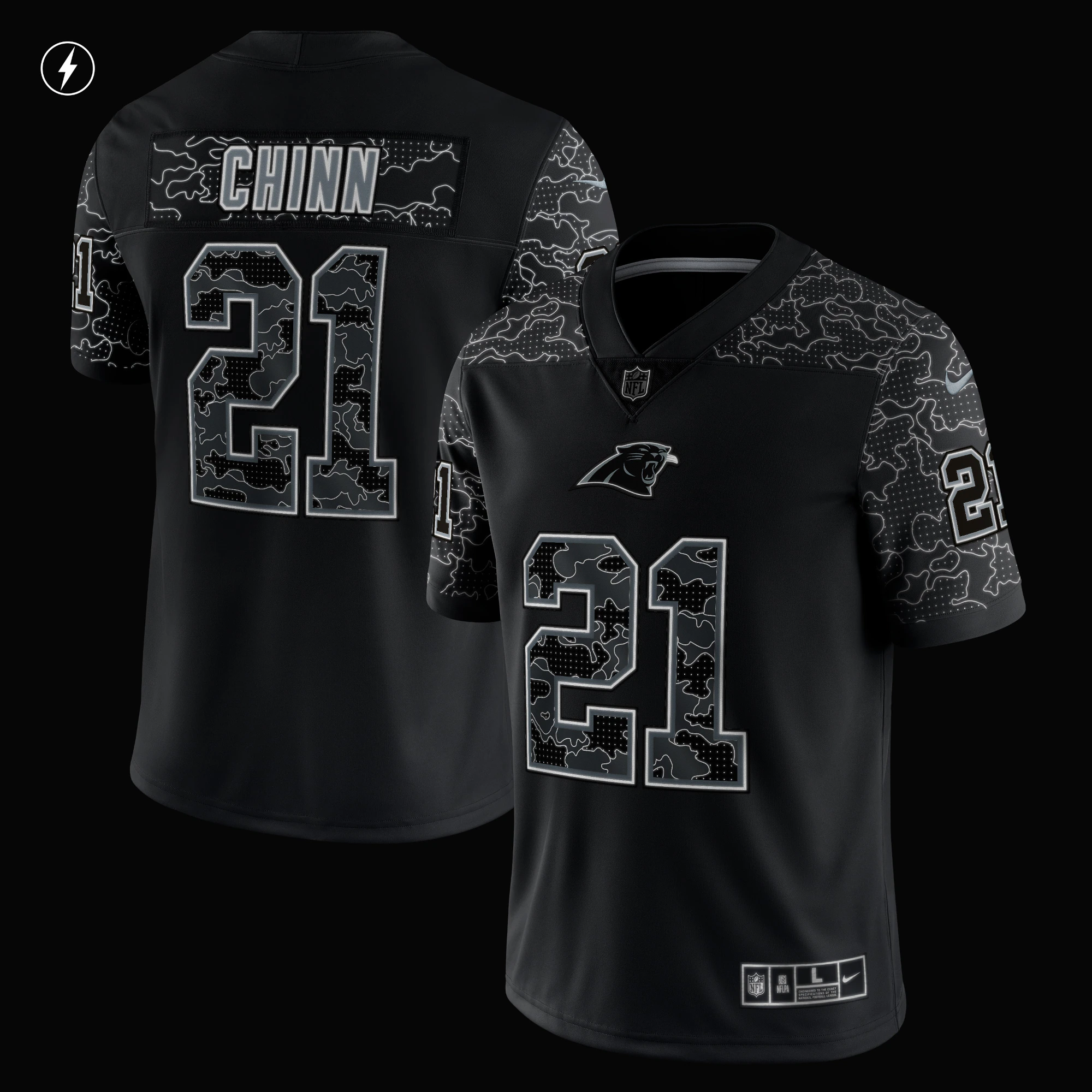 Jeremy Chinn Carolina Panthers RFLCTV Limited Jersey - Black