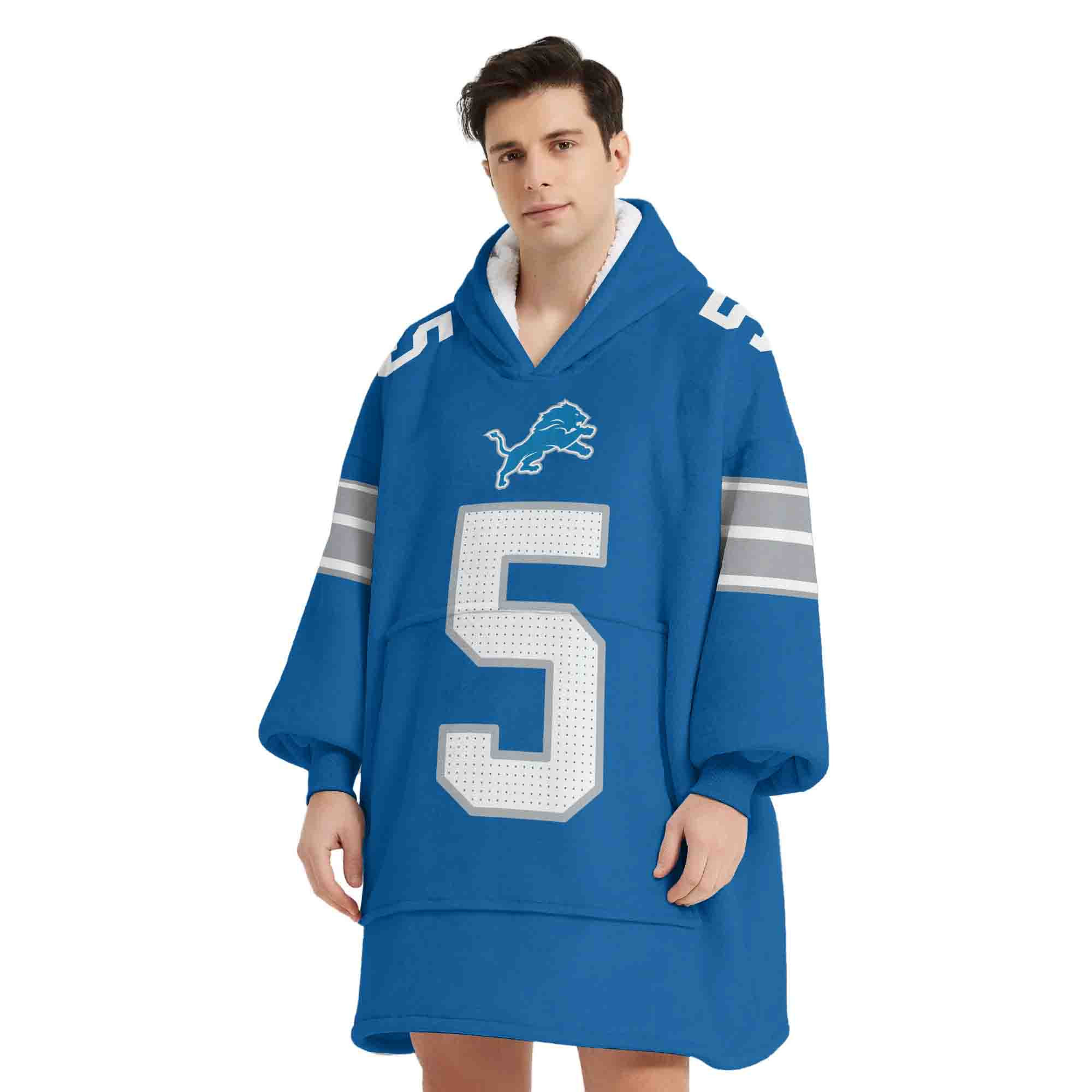 Adult D.M 5 Detroit Football Unisex Blanket Hoodie
