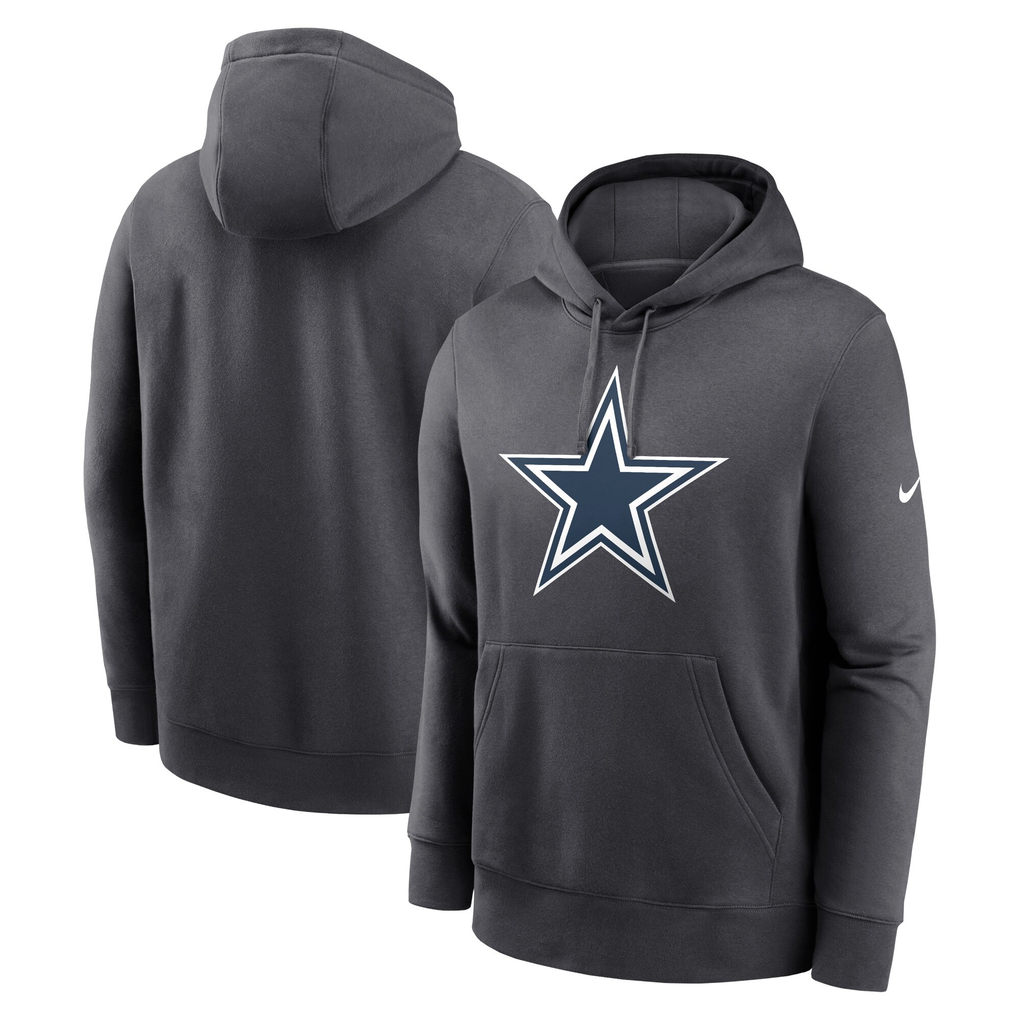 Dallas Cowboys  Fan Gear Club Logo Pullover Hoodie - Charcoal