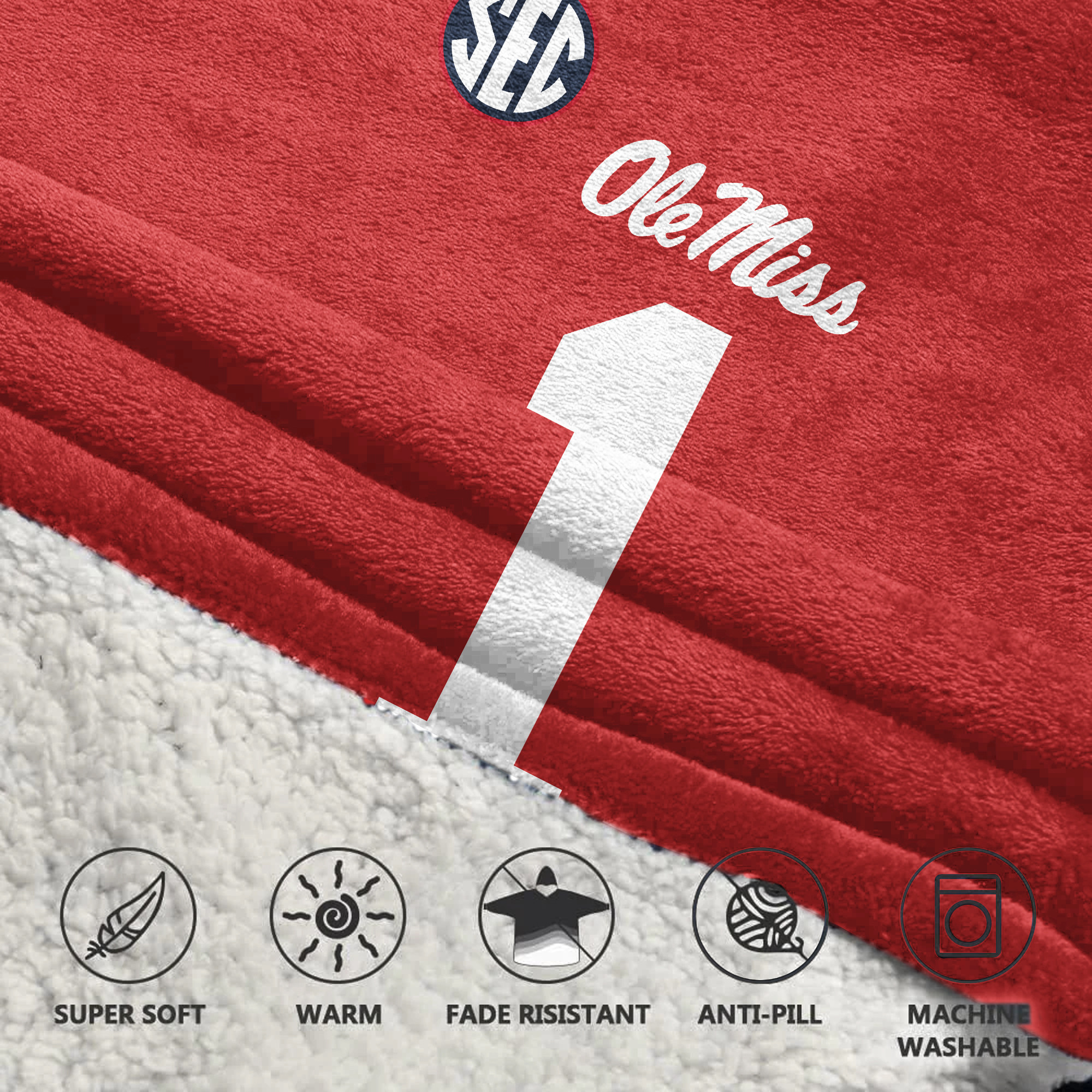 Adult #1 Ole Miss Football Unisex Blanket Hoodie