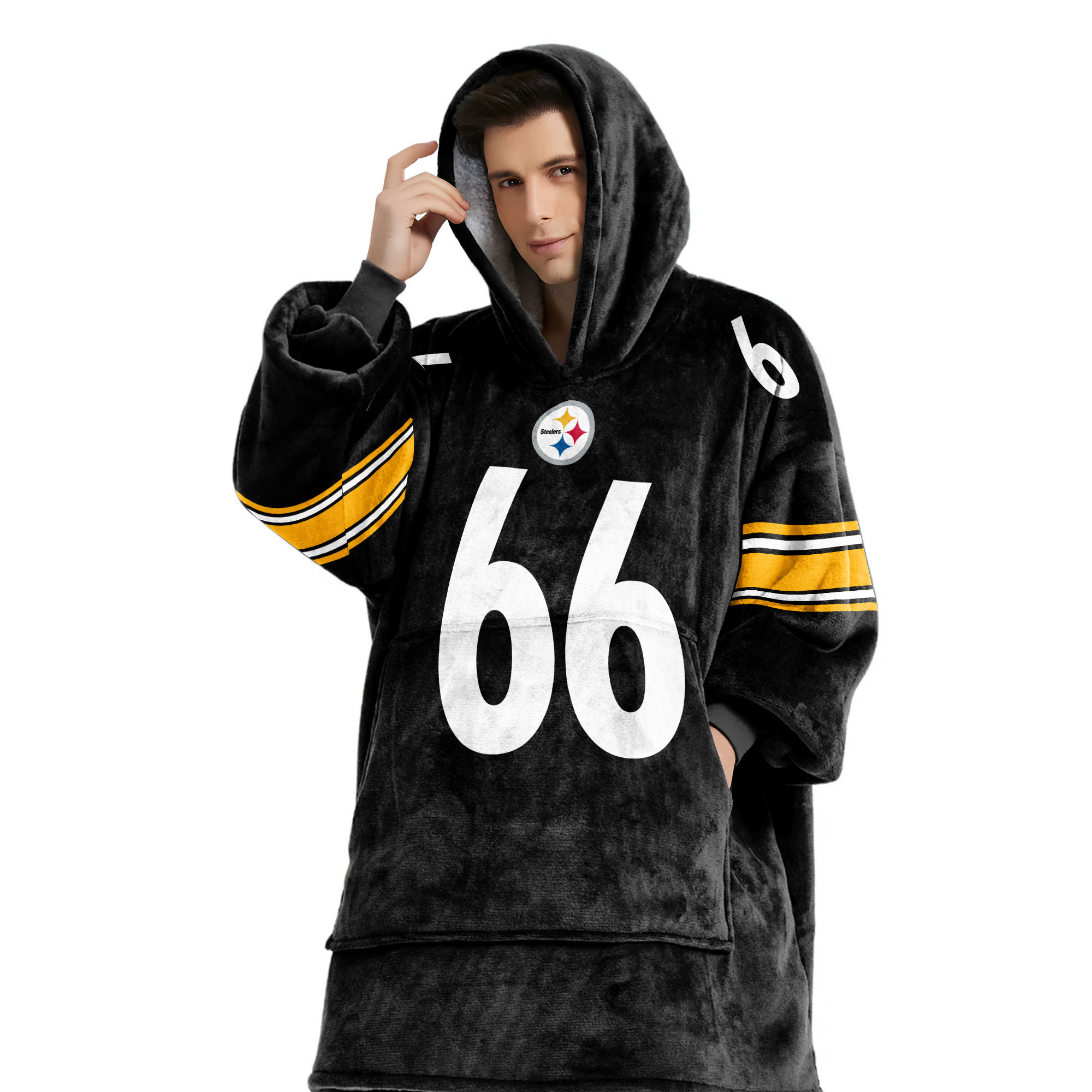 Adult 66 Pittsburgh Football Unisex Blanket Hoodie