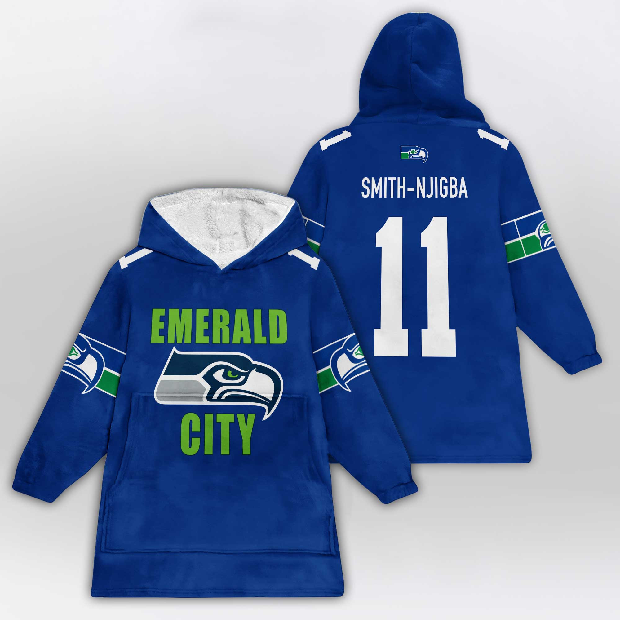 Adult Emerald City 11 Seattle Football Unisex Blanket Hoodie