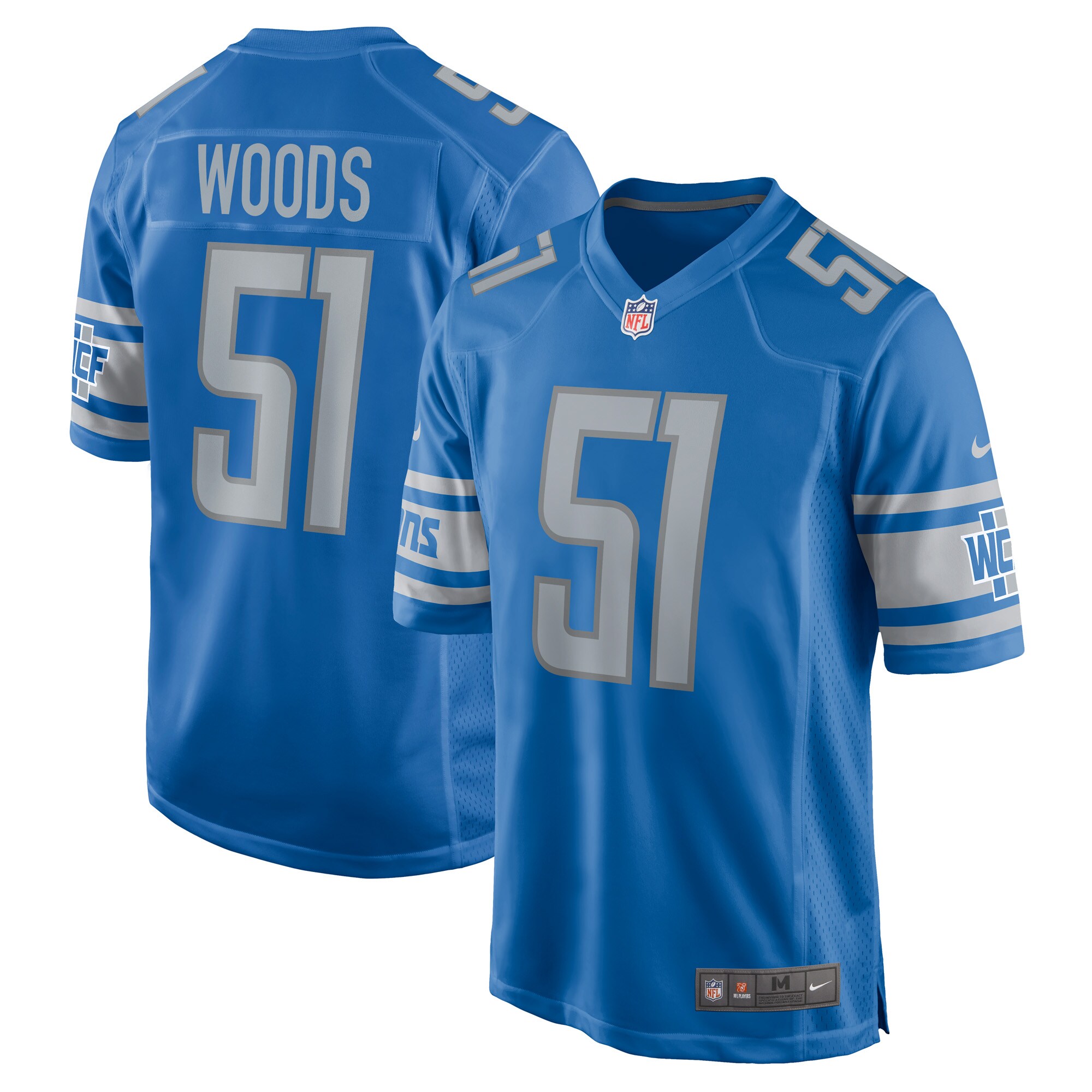 Josh Woods Detroit Lions  Player Game Jersey - Blue