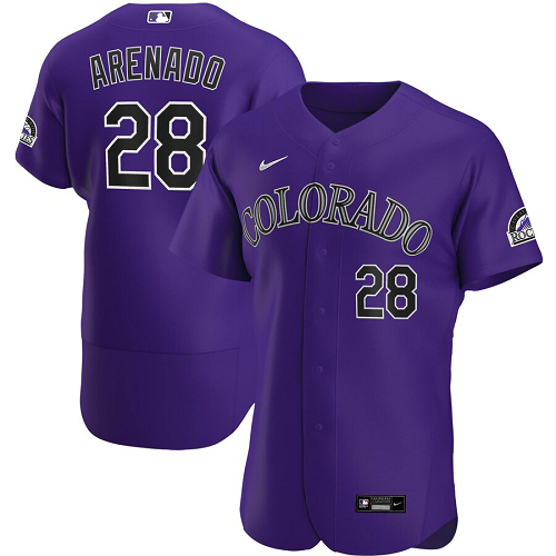 Men's  Colorado Rockies #28 Nolan Arenado Purple Alternate 2020 Player MLB Jersey