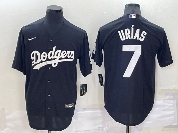 Men's  Los Angeles Dodgers #7 Julio Urias Black Stitched MLB Cool Base Jersey