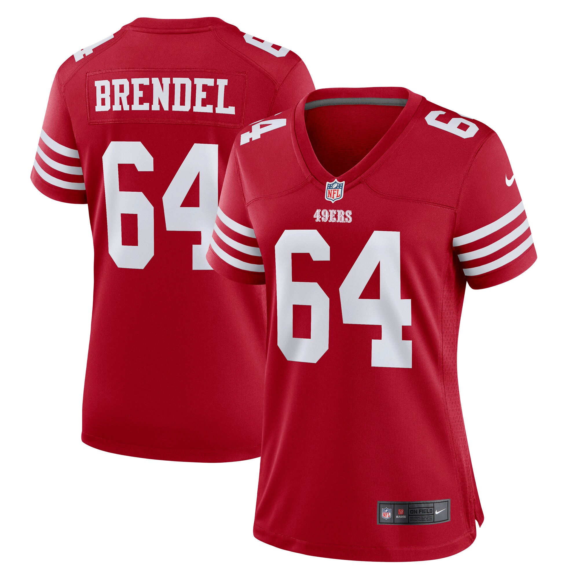 Jake Brendel San Francisco 49ers  Women's Game Player Jersey - Scarlet