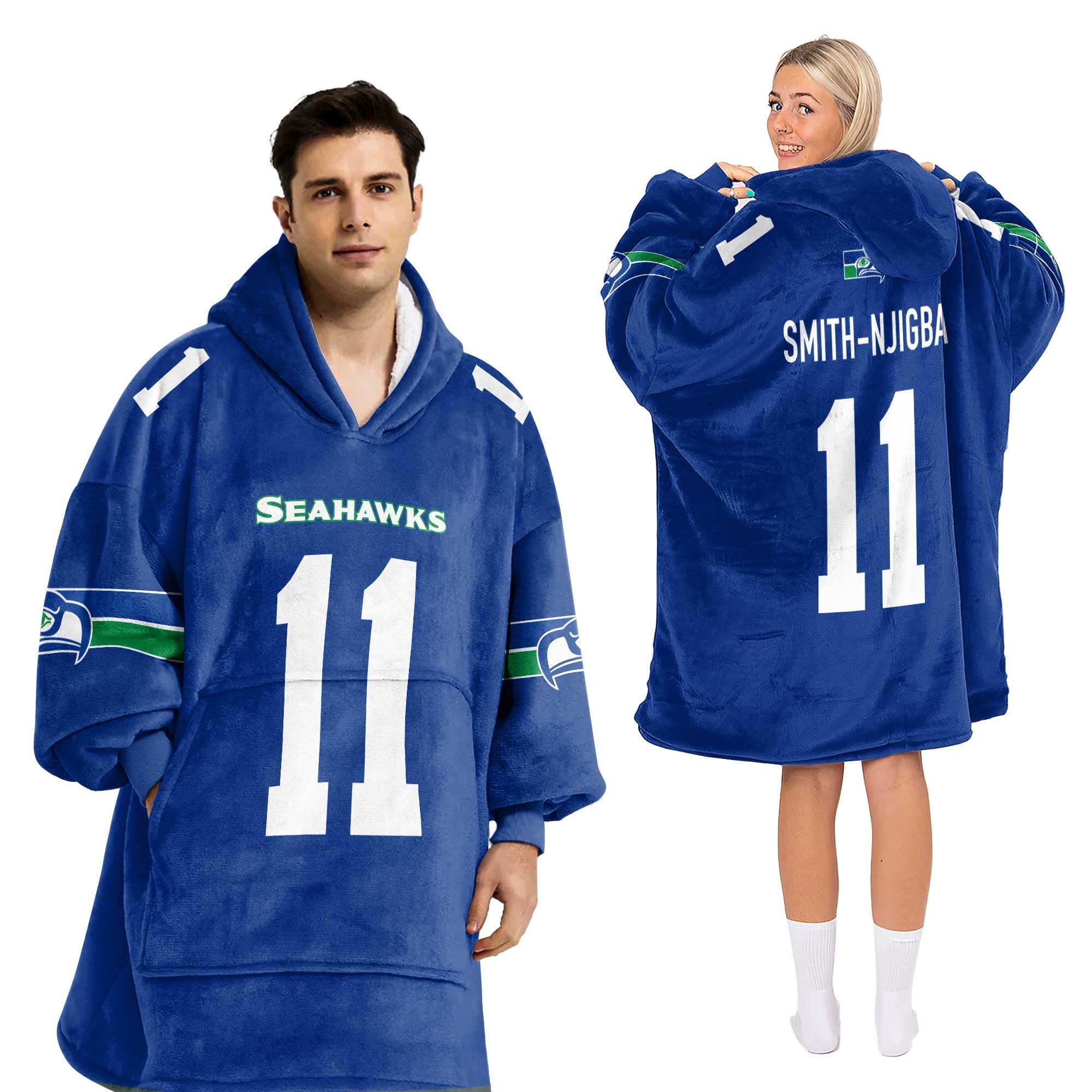 Adult 11 Seattle Football Unisex Blanket Hoodie