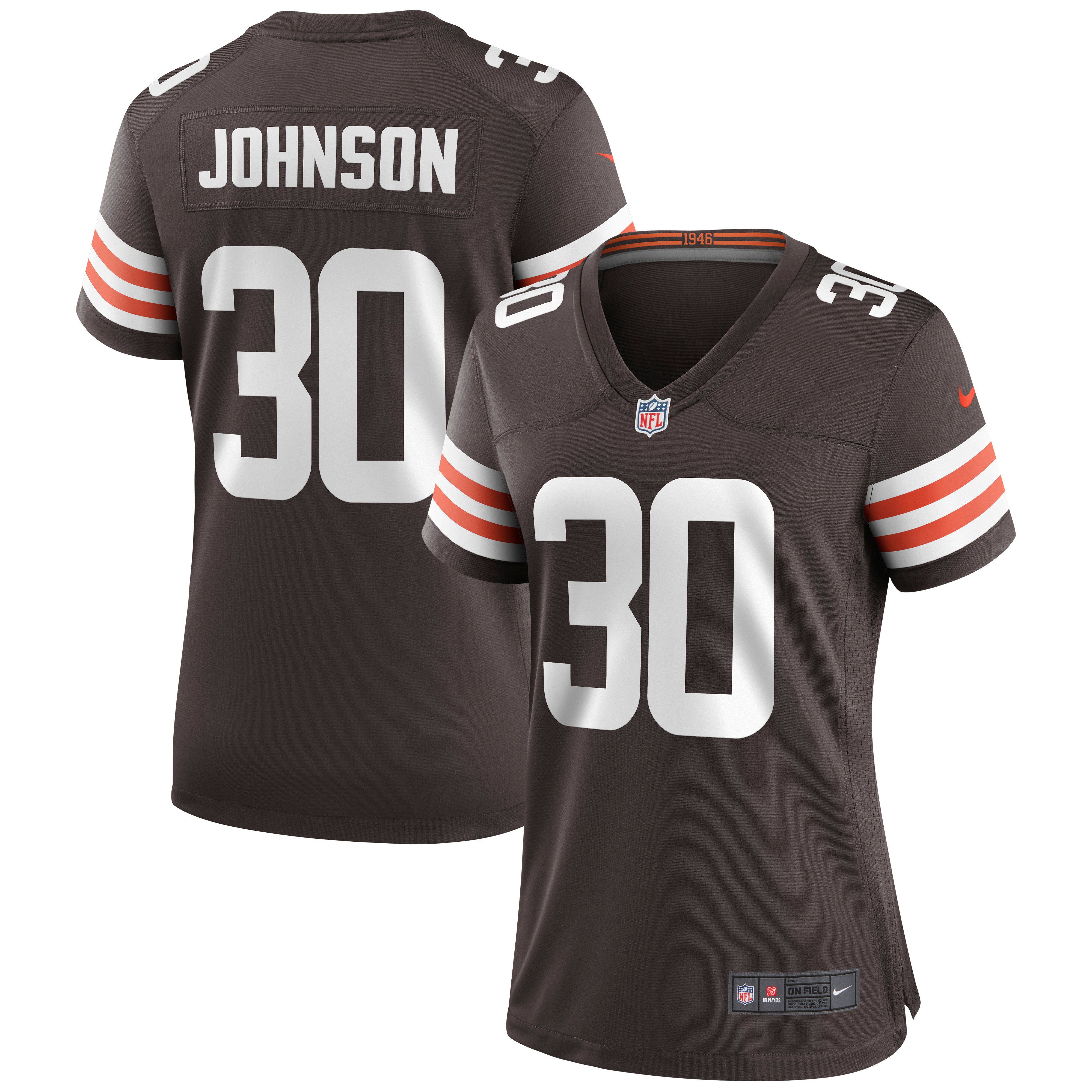 D'Ernest Johnson Cleveland Browns  Women's Game Jersey - Brown
