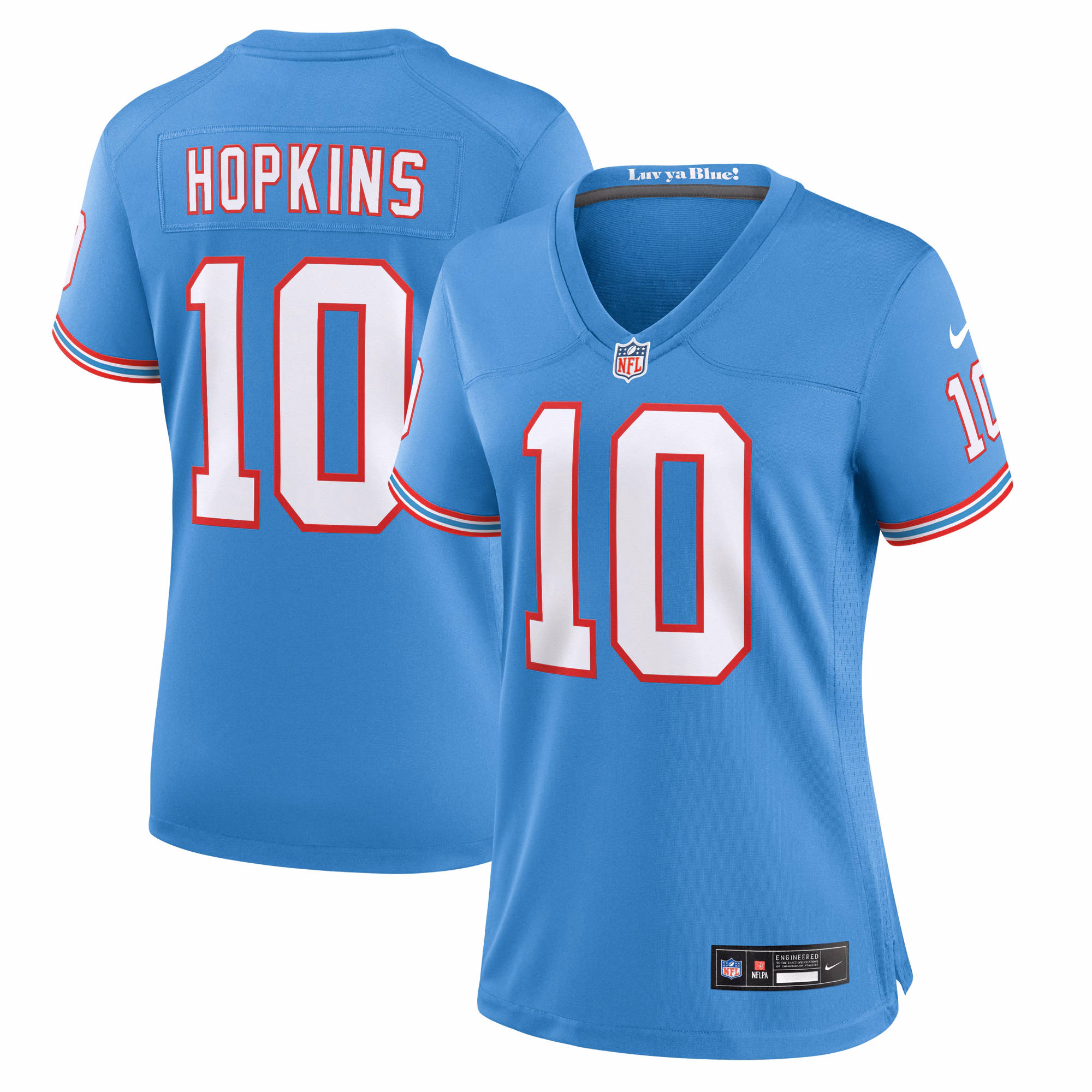 DeAndre Hopkins Tennessee Titans Women's Oilers Throwback Player Game Jersey - Light Blue